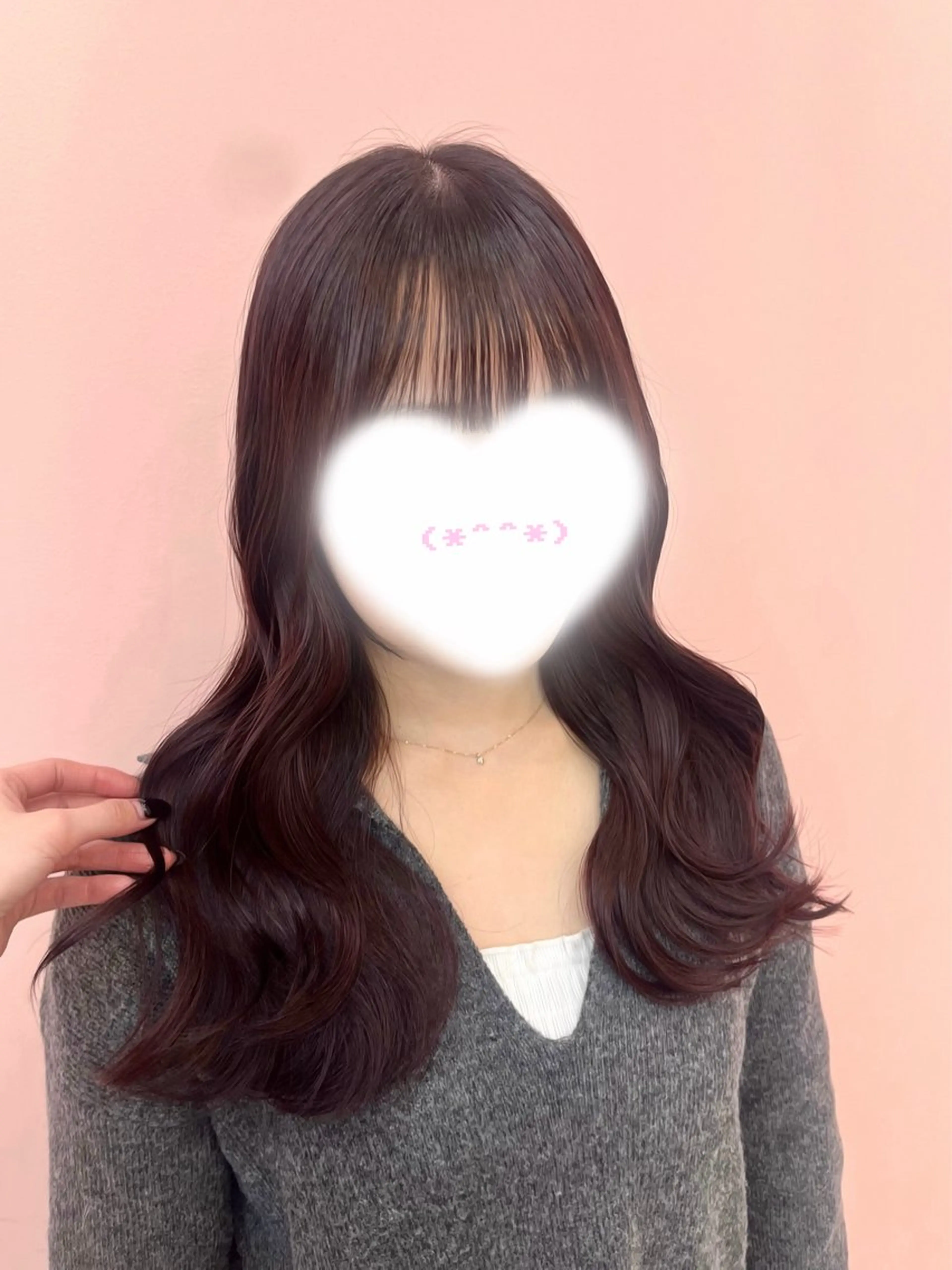 ミディアム カラー レッドカラー カット ヘアカラー トリートメント ronmuu／ shizukuのヘアスタイル