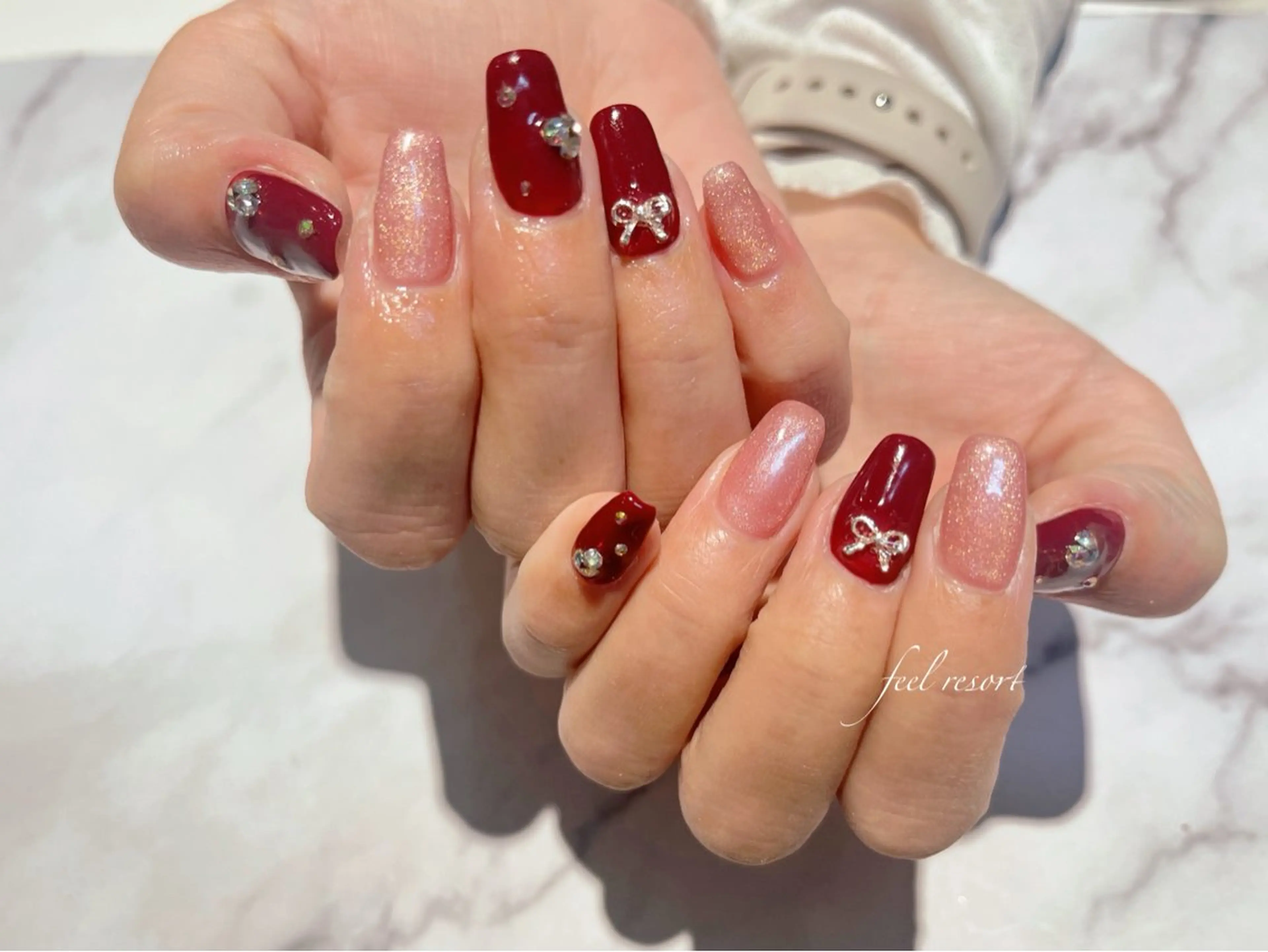 ネイル 長さ出し フットネイル フレンチネイル ジェルネイル ガラスフレンチ ハンドネイル Lien（リアン） 銀座駅6分のネイルデザイン