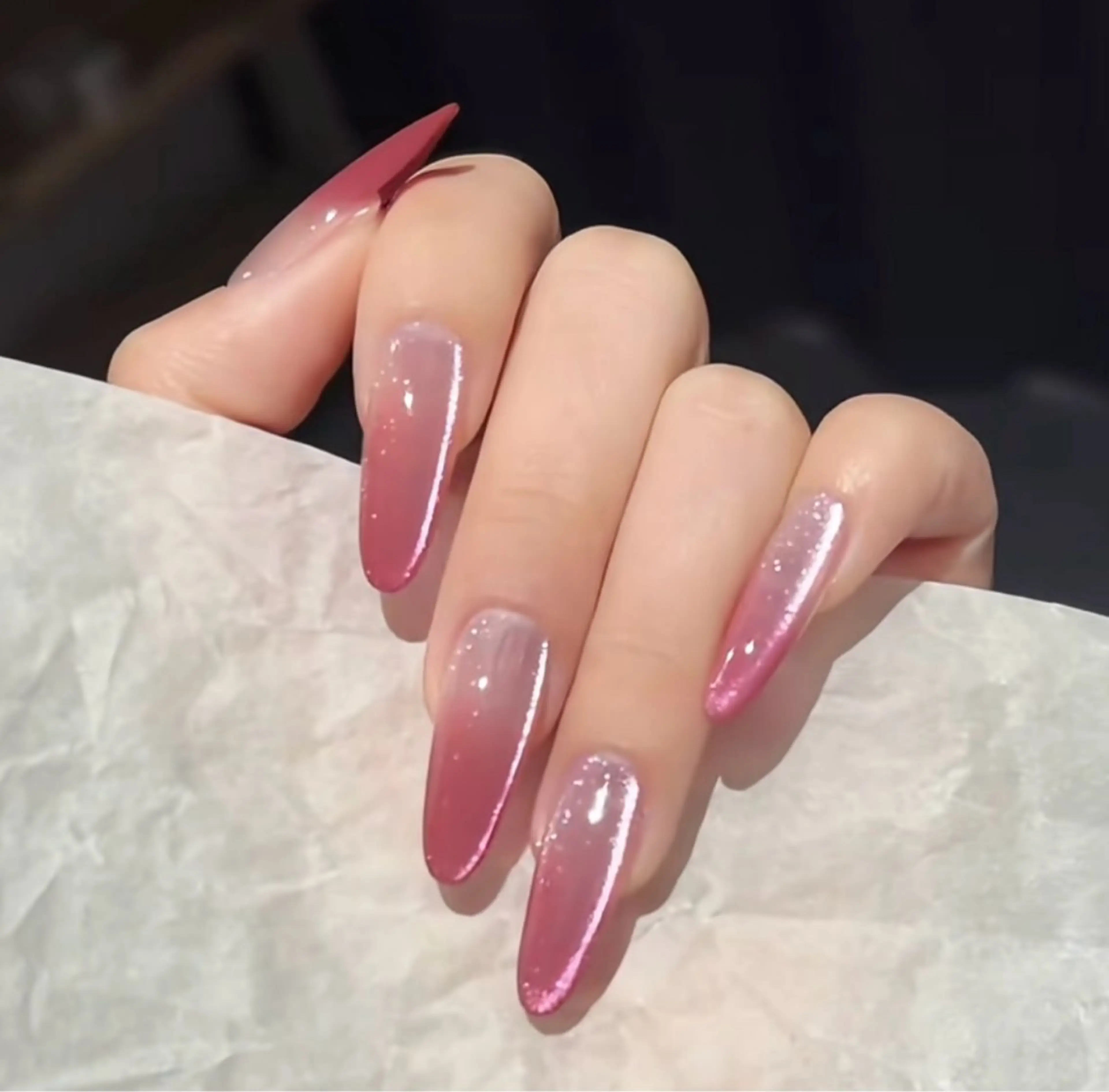 ネイル チークネイル 長さ出し フレンチネイル ガーリー 韓国ネイル sun nail池袋 モデル募集のネイルデザイン