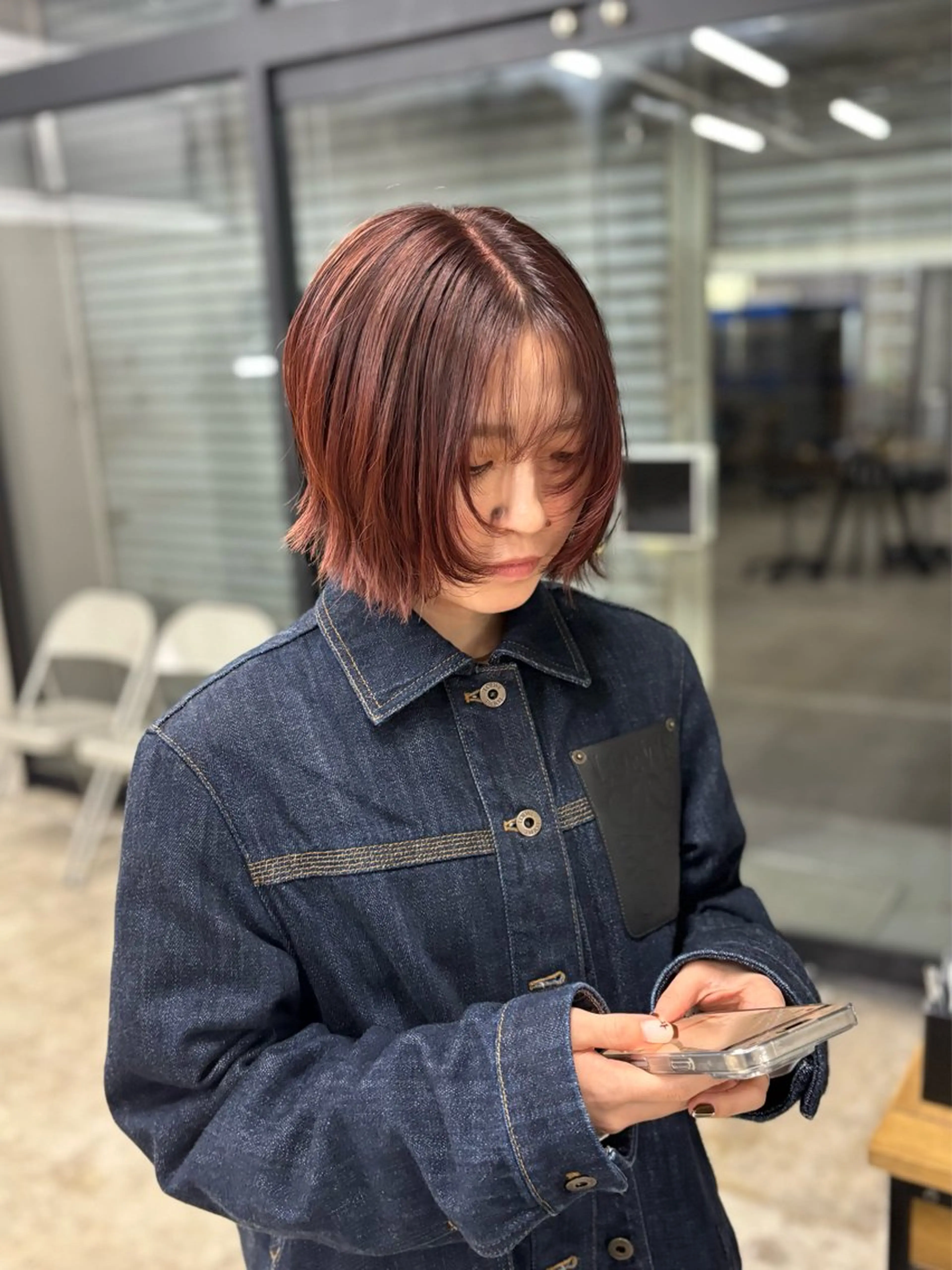 ショート カラー ブラウンカラー レッドカラー レッドブラウン ヘアカラー トリートメント 艶カラー／ナチュラル スタイル/Ayukaのヘアスタイル