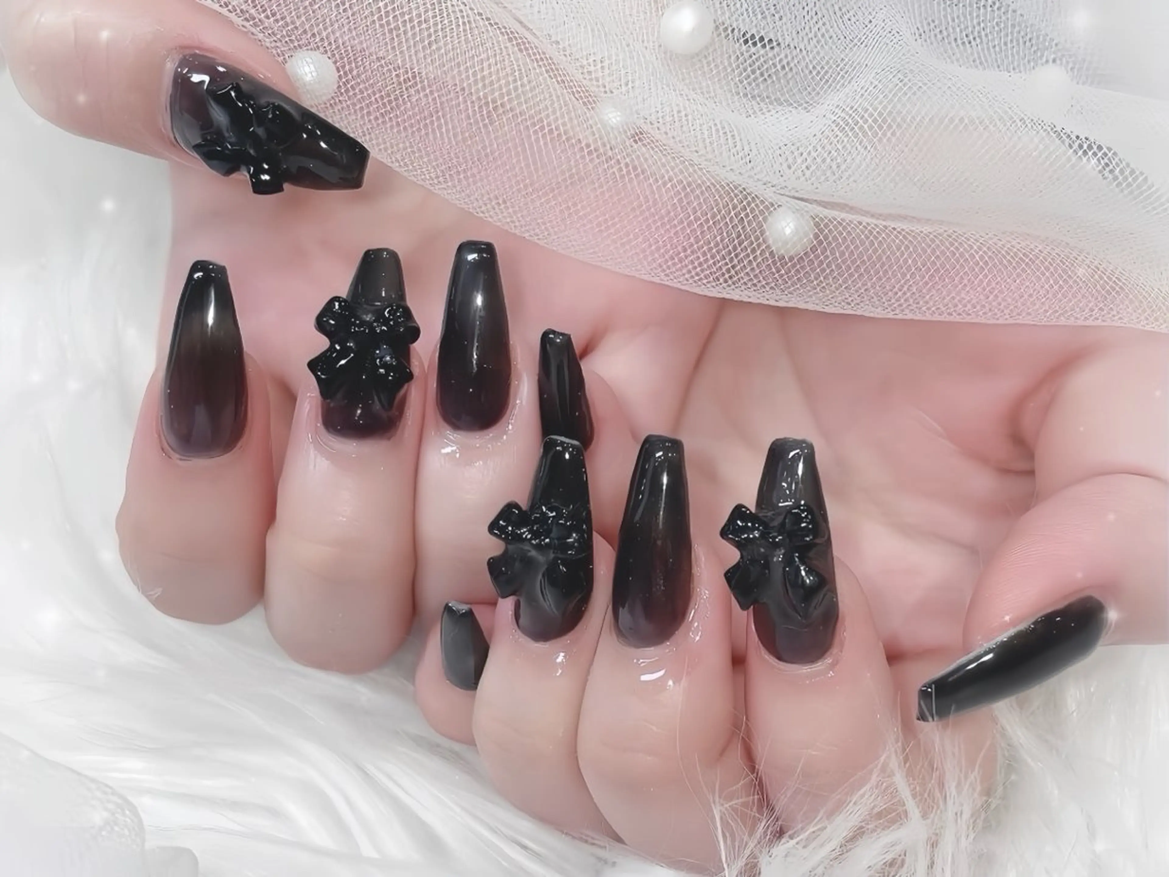 ネイル アートネイル ガーリー 韓国ネイル 持ち込み ニュアンスネイル Rin Nail 新大久保店のネイルデザイン