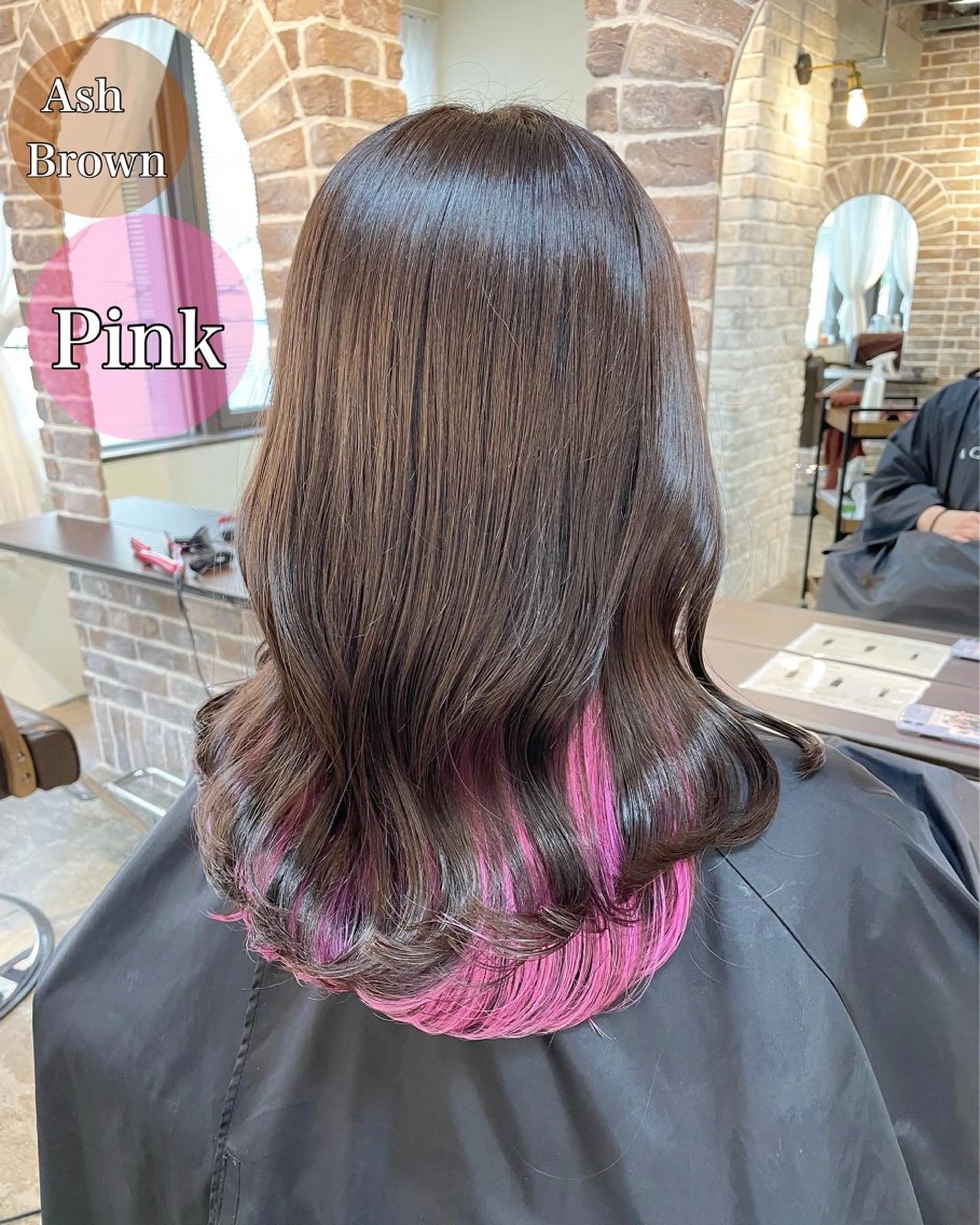 セミロング カラー インナーカラー ピンクカラー カット ヘアカラー トリートメント 艶カラー/インナー /グラデ/大西小百合のヘアスタイル