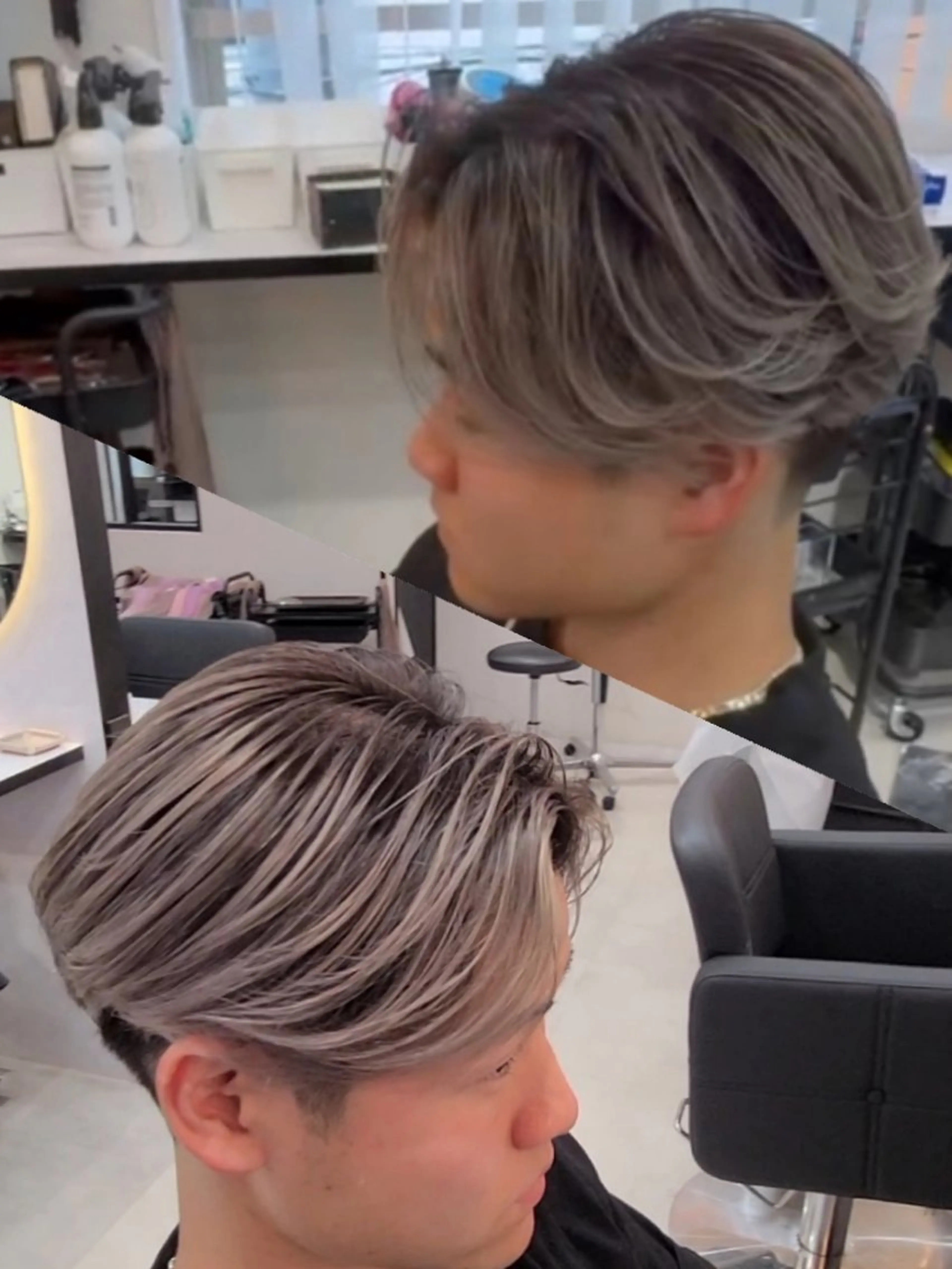 メンズ ミディアム メンズバレイヤージュ レイヤーカット カット ヘアカラー ヘアセット LEN名古屋/パーマ 海外ヘア/メンズ特化のヘアスタイル