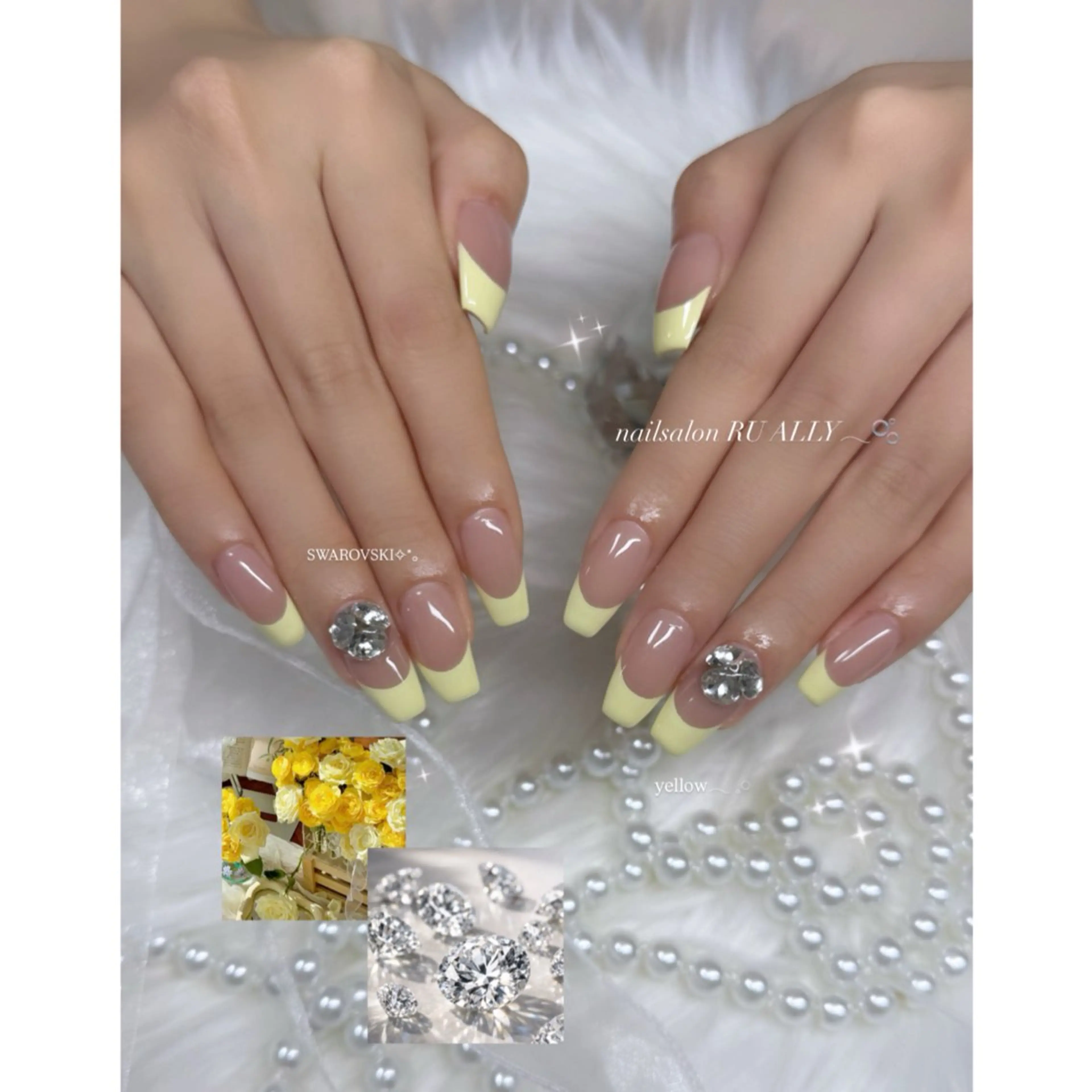 ロング イエローカラー ハンドネイル RUALLY 店長 NANO.*⑅¨̮♡のネイルデザイン