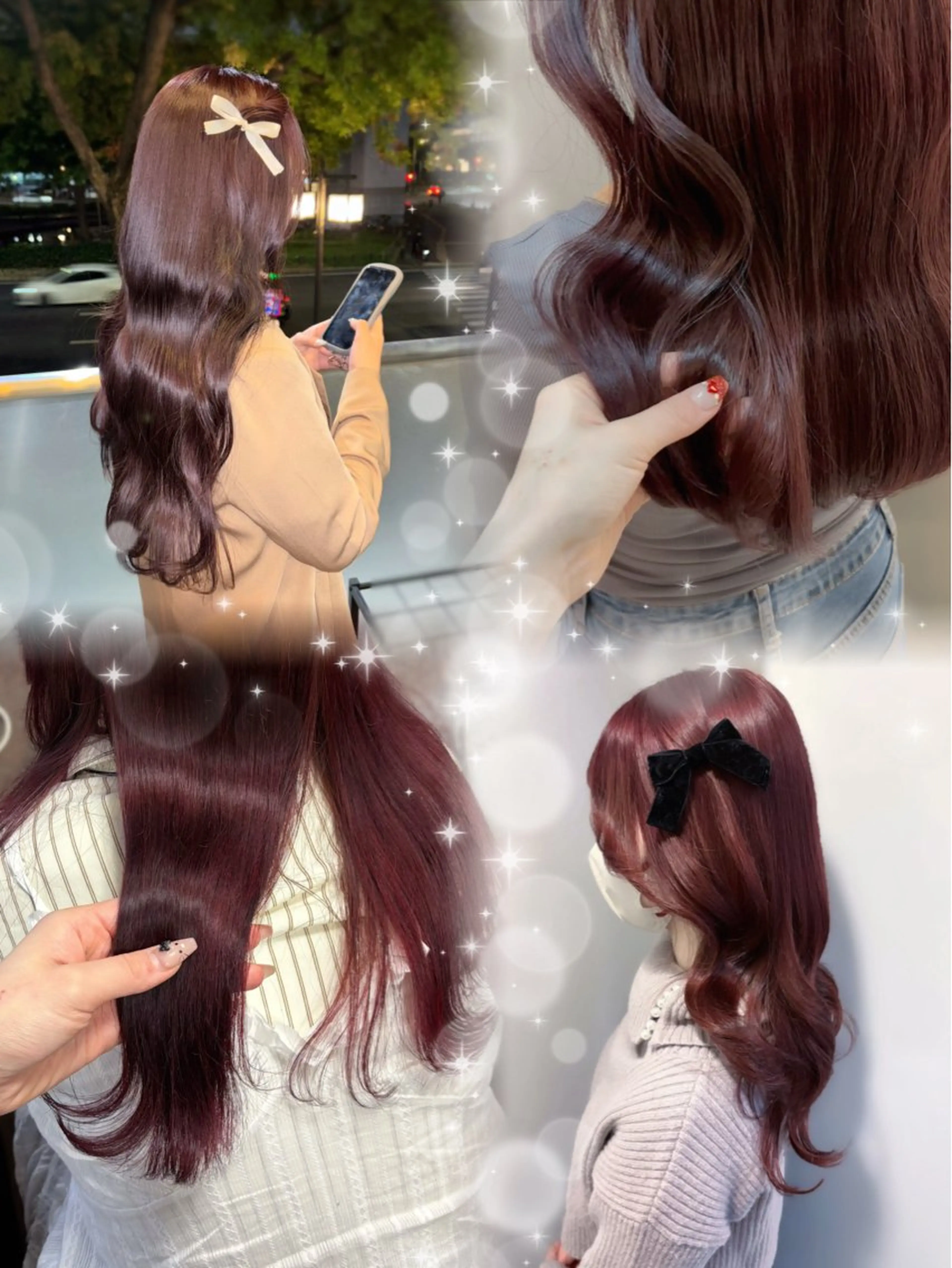 セミロング カラー ブリーチ 透明感カラー ブリーチなしカラー レッドカラー ヘアカラー soyon名古屋/ fuka🎀のヘアスタイル