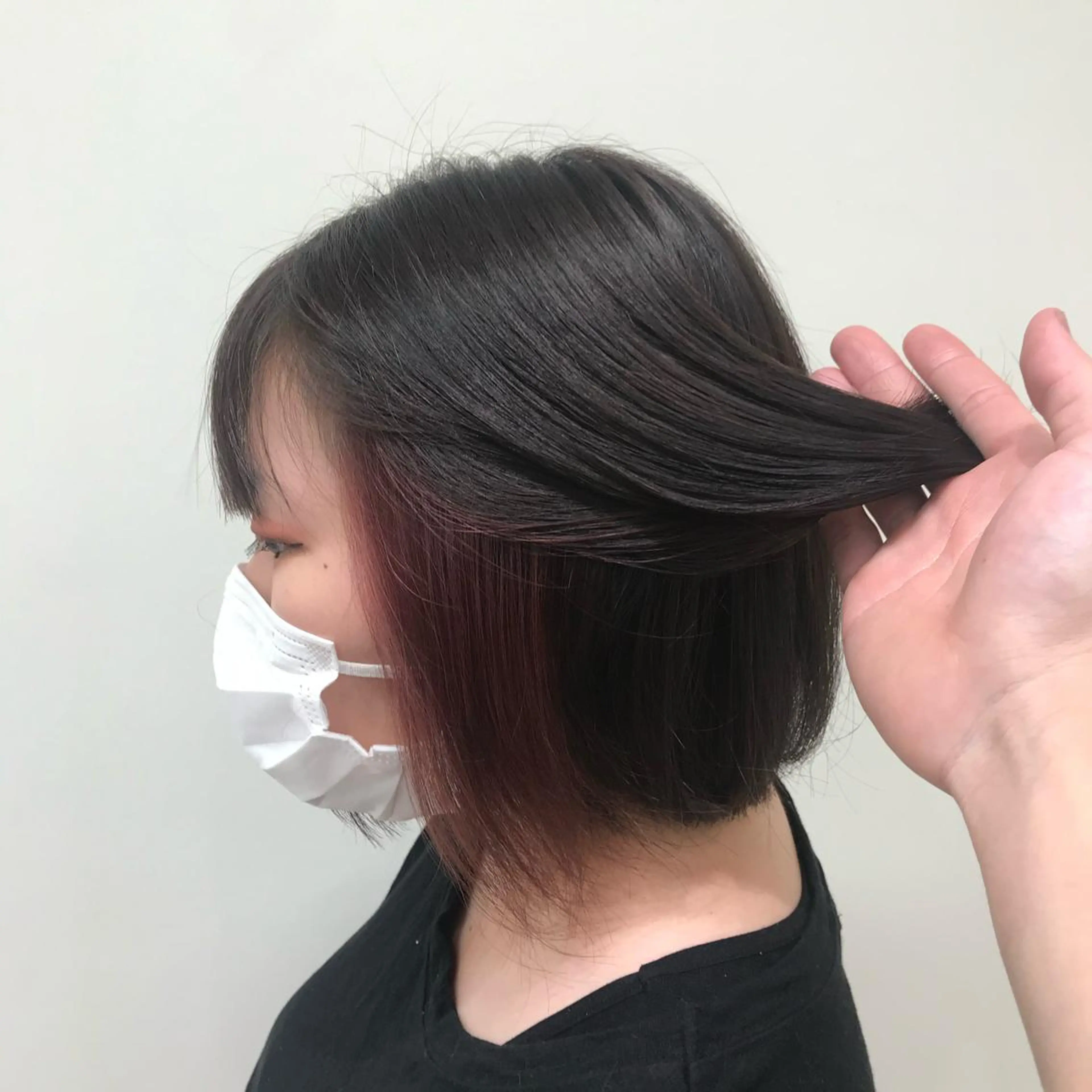 ショート カラー インナーカラー ピンクカラー レッドカラー 茅ヶ崎パーマ特化/ スパイラル/ハルキのヘアスタイル