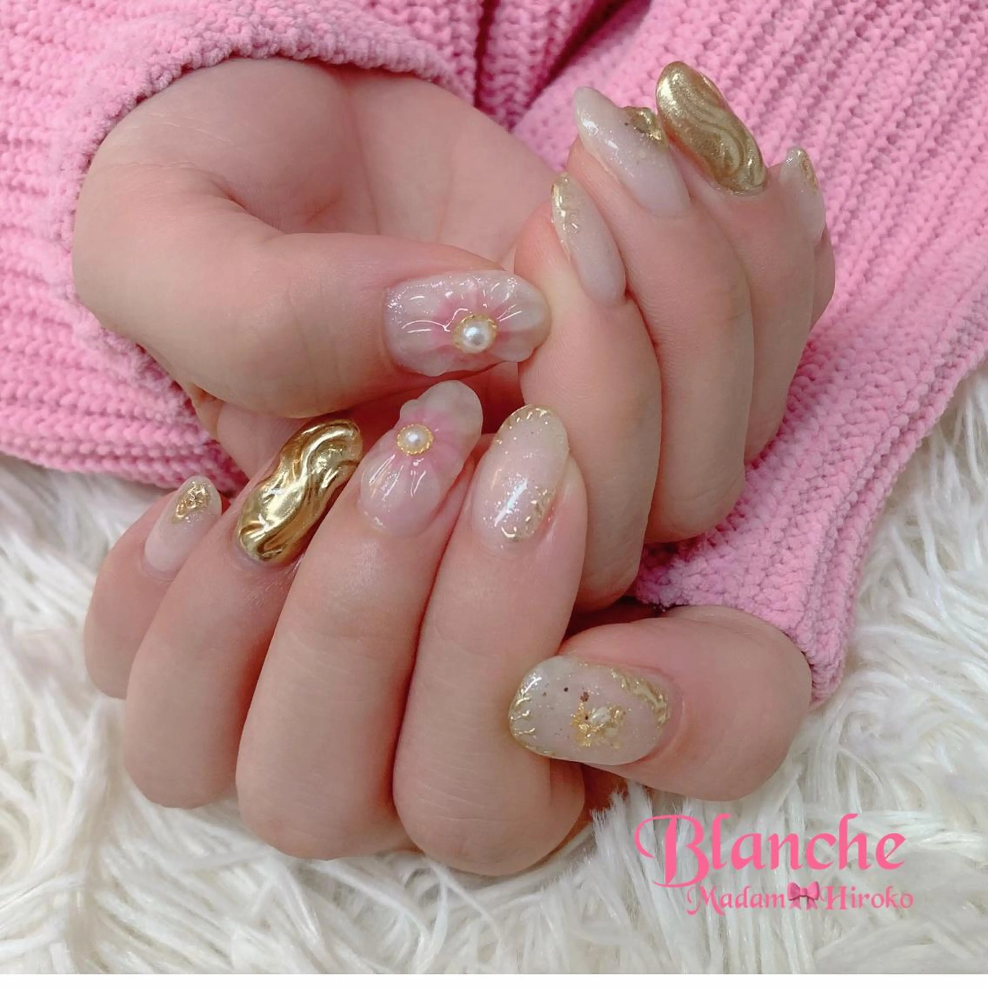ネイル フラワーネイル ぷっくりネイル 春ネイル ハンドネイル Lianネイル 寛子Lianのネイルデザイン