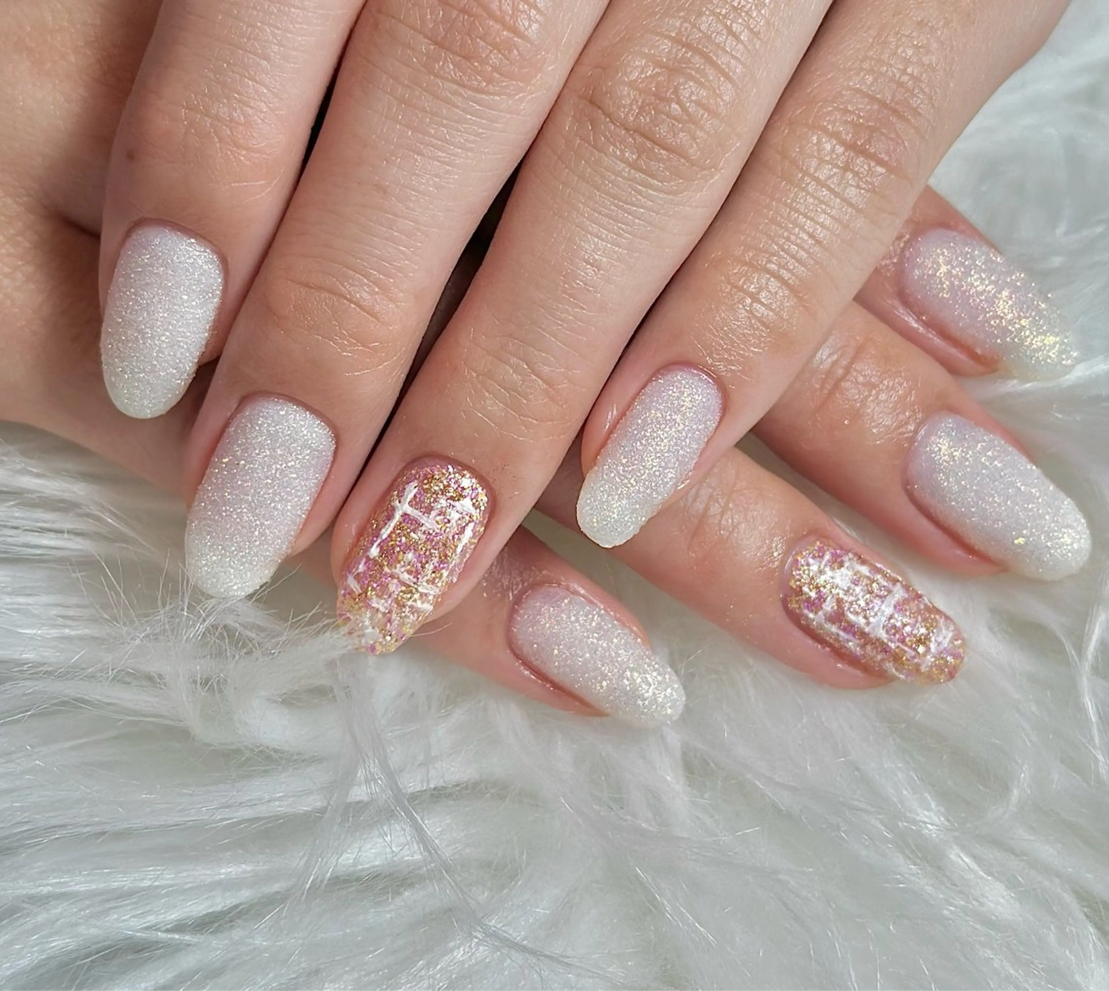 ネイル ツイードネイル 冬ネイル ハンドネイル m_nail所属・O Mayaのネイルデザイン