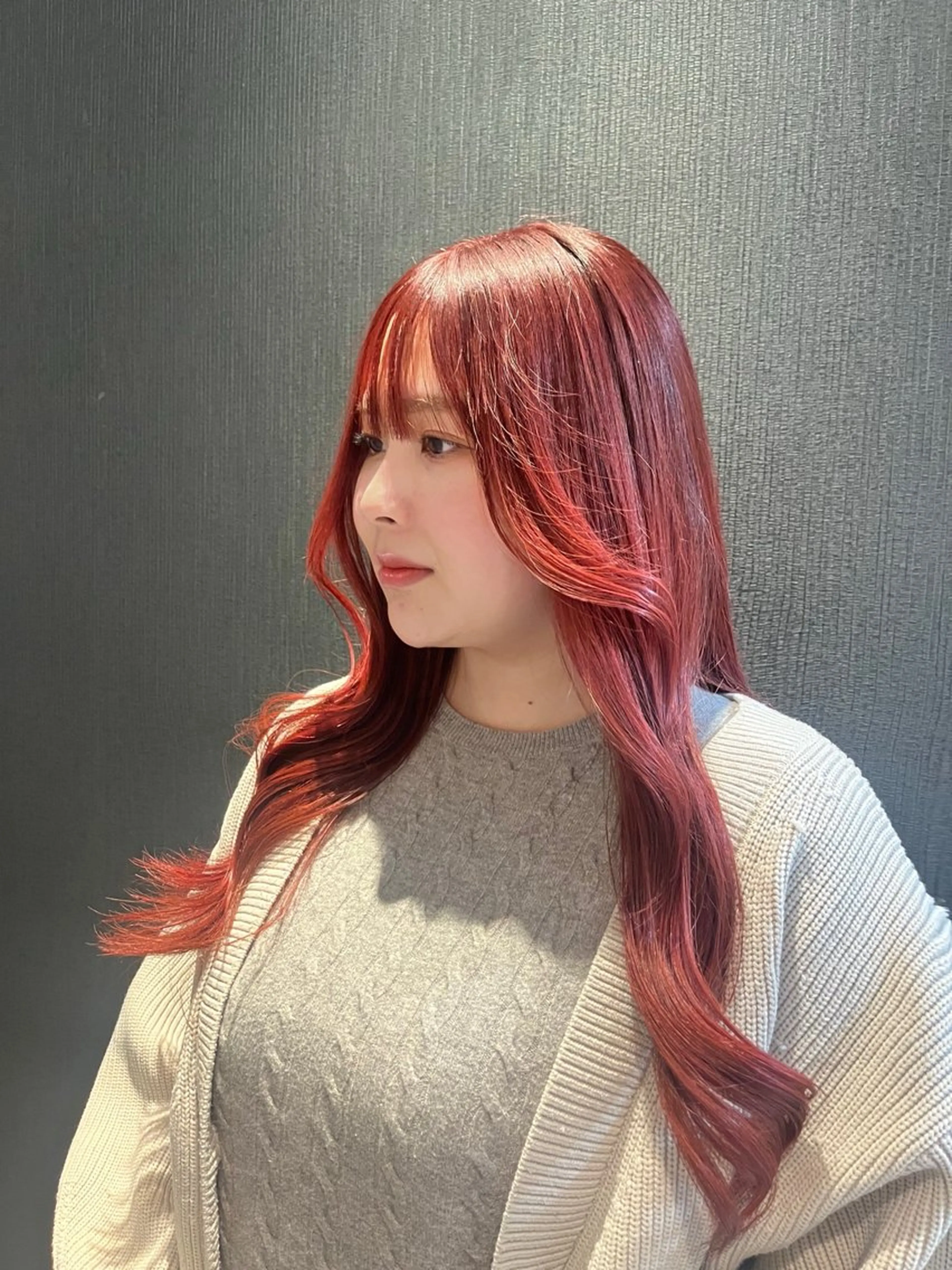 ロング カラー カット ヘアカラー レイヤーカット/ フェミニン💕/鏡のヘアスタイル