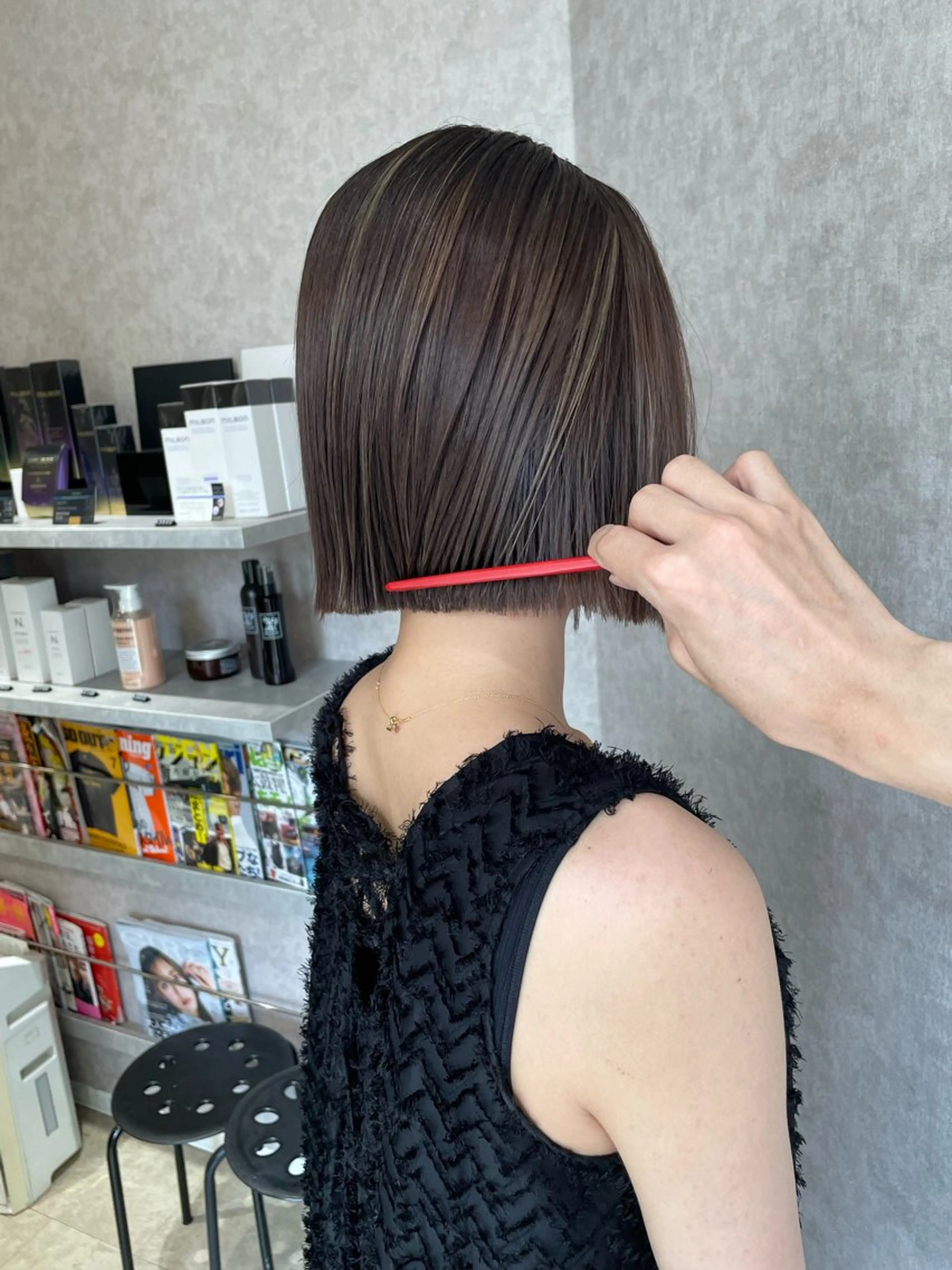 ショート カラー カット ヘアカラー トリートメント 縮毛矯正ボブ/ 髪質改善/カットのヘアスタイル