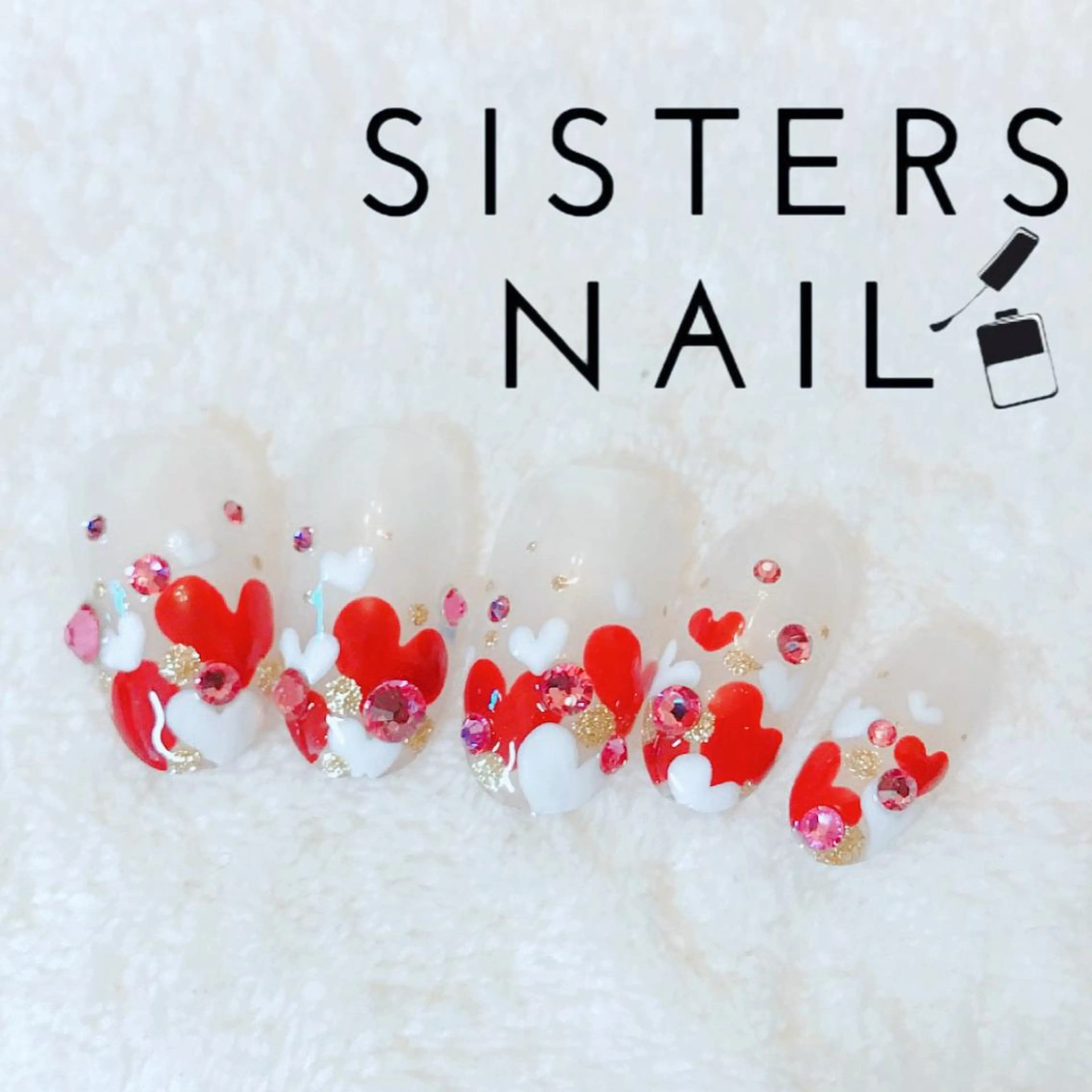ネイル アートネイル グラデーション ハート キラキラネイル 春ネイル sisters nail.fのネイルデザイン