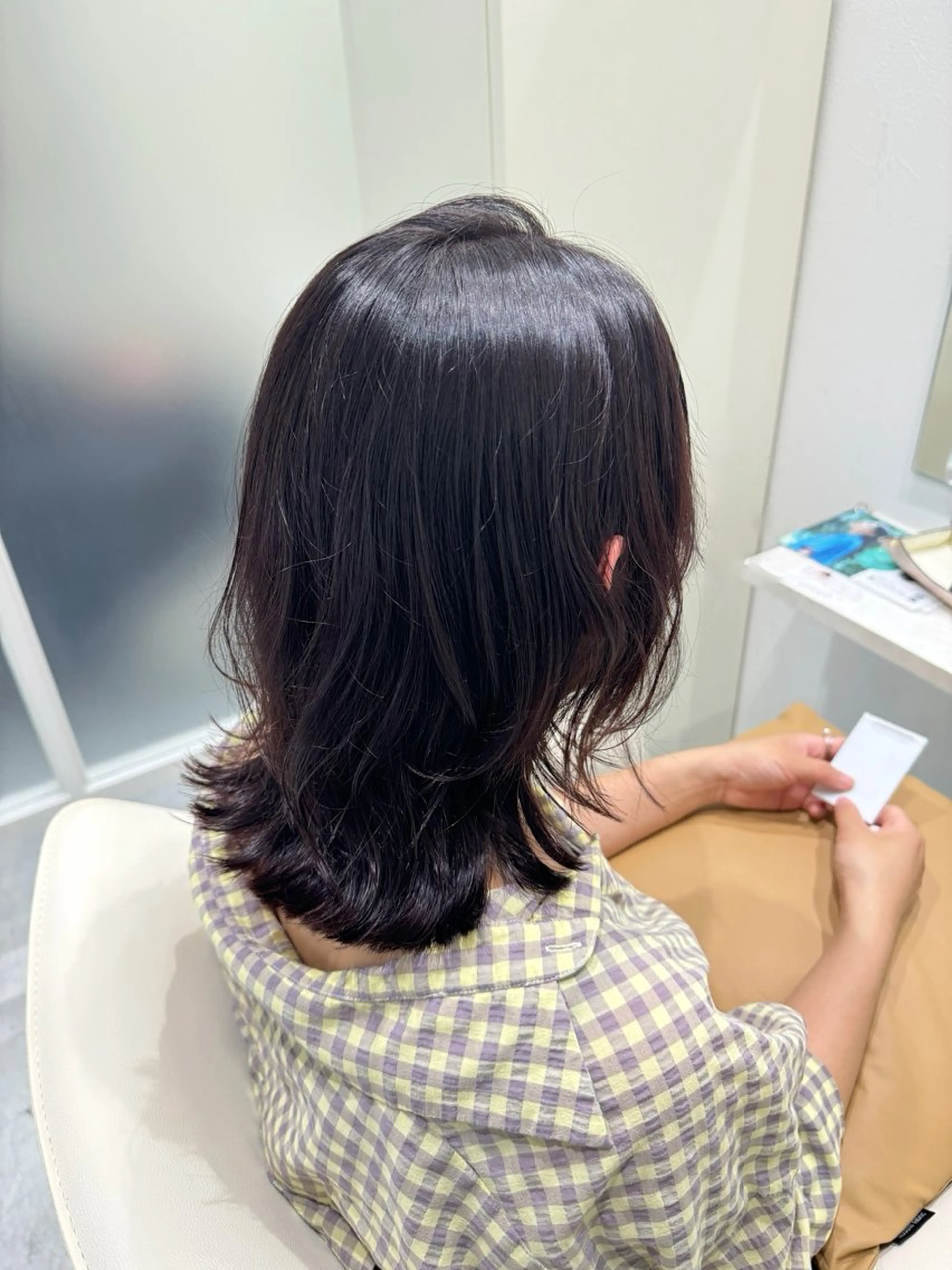 ミディアム カラー パープルカラー レイヤーカット カット ヘアカラー トリートメント 柔らかい透明感カラー 🎀maria🎀のヘアスタイル