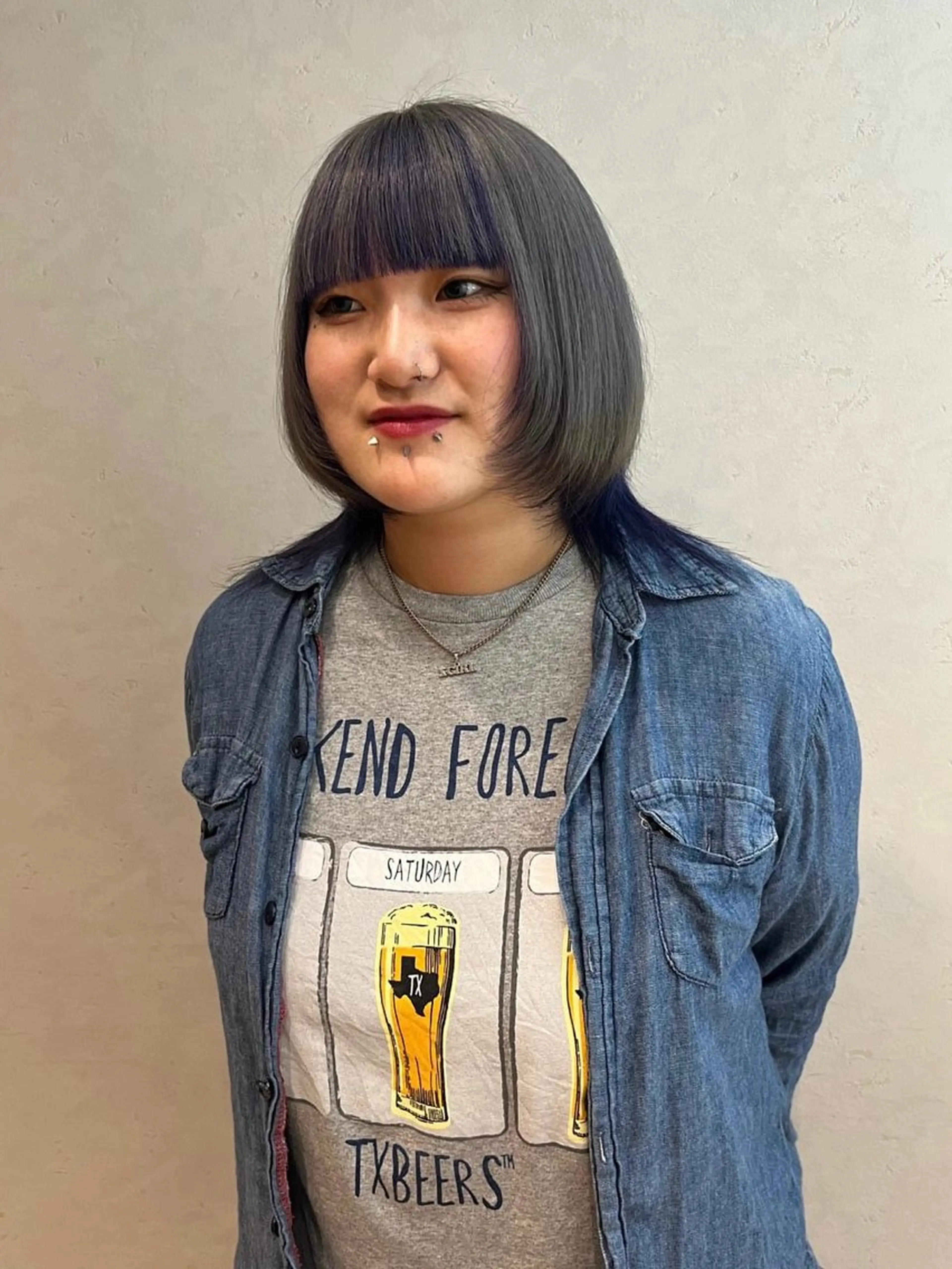 ミディアム ☀️コミヤマミユ☀️ /パーマ/ハイトーンのヘアスタイル