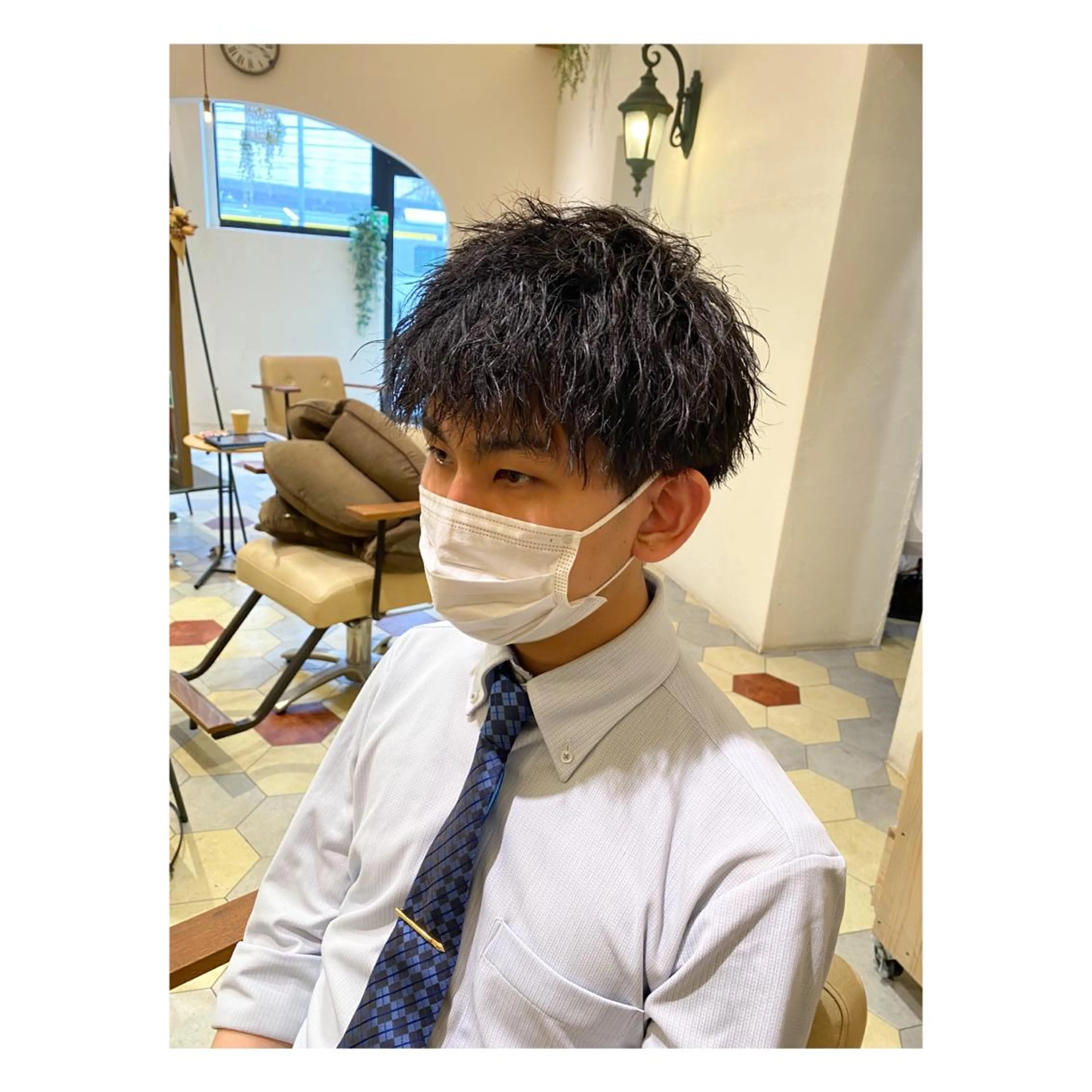 ミディアム パーマ メンズ カット パーマ 菊池大一 溝の口パーマのヘアスタイル