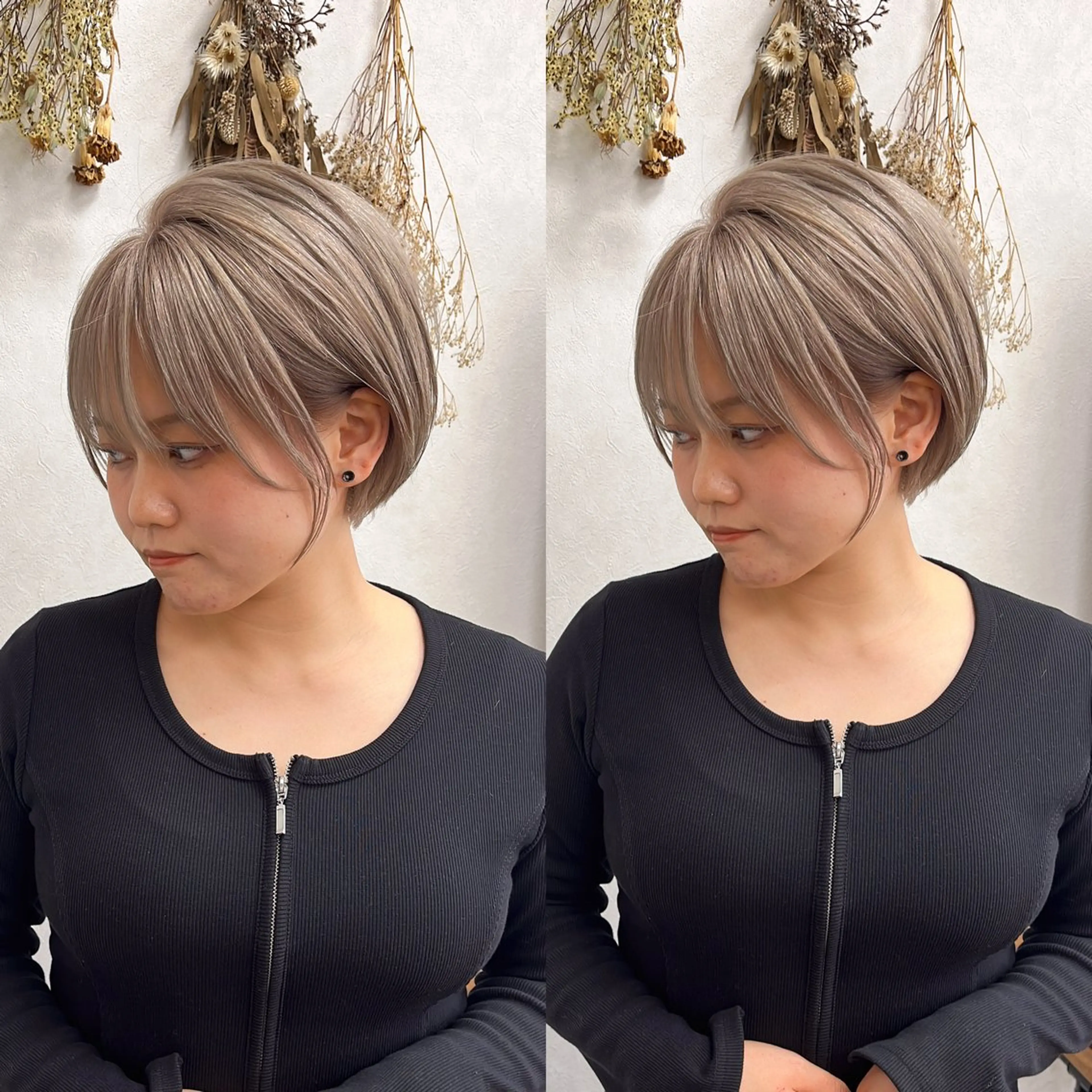 ショート ショートヘア ヘアカラー トリートメント issy/ハイライト ハイトーン／レイヤーのヘアスタイル