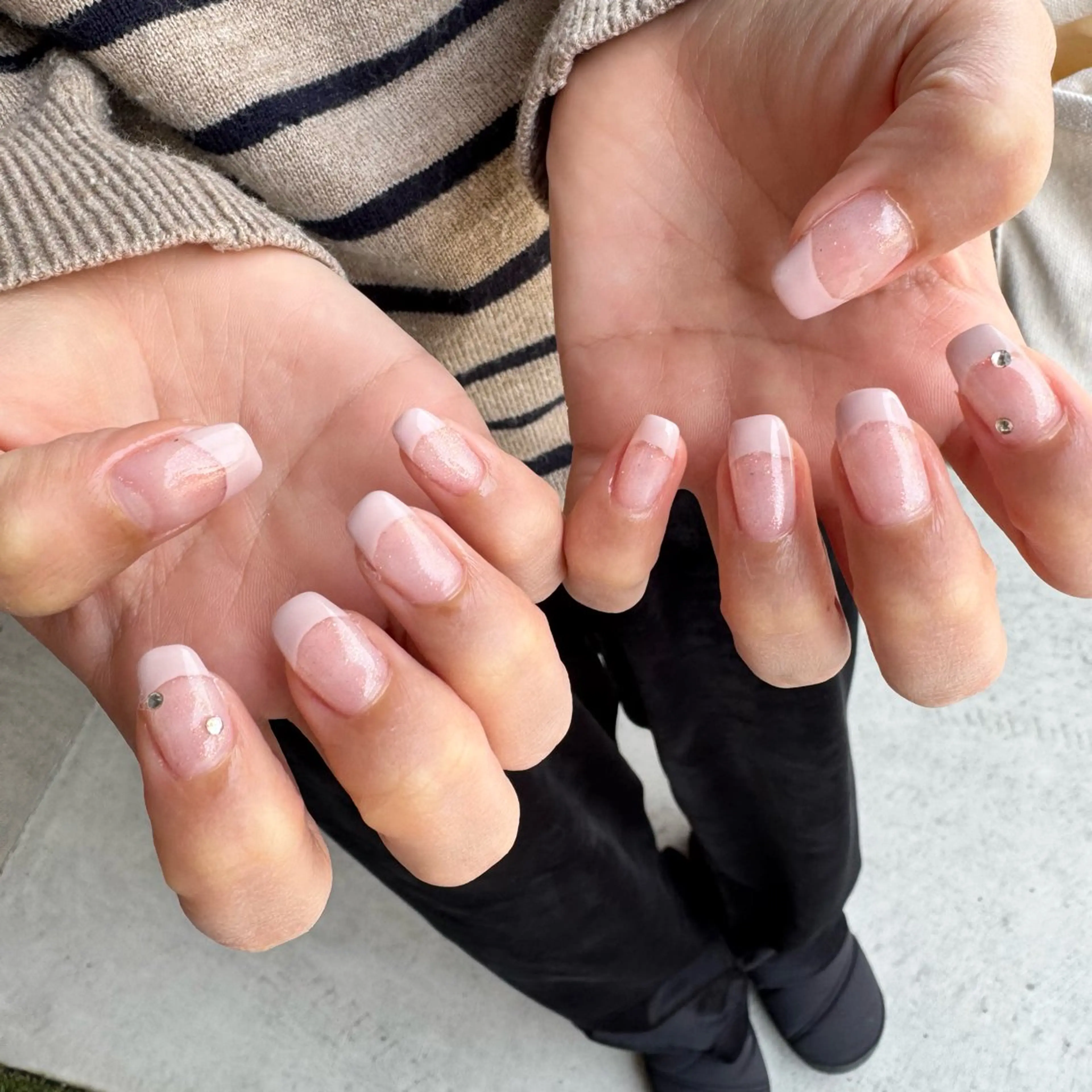 ネイル フレンチネイル ラメ(グリッター) 春ネイル ストーンネイル MATATABI. kumiのネイルデザイン