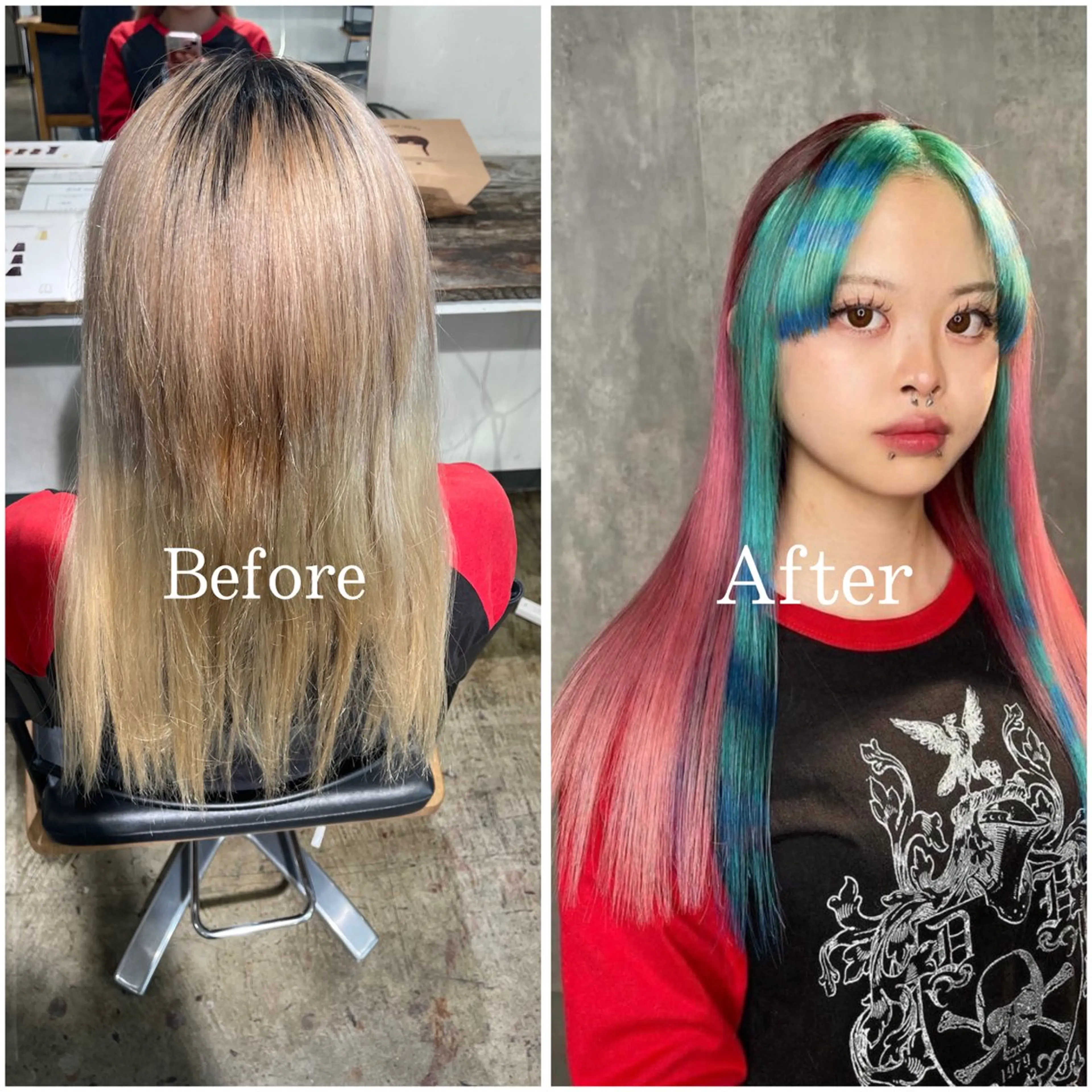 ロング カラー ブリーチ デザインカラー ハイトーンカラー ムラ修正/ ハイトーン💖Riaのヘアスタイル