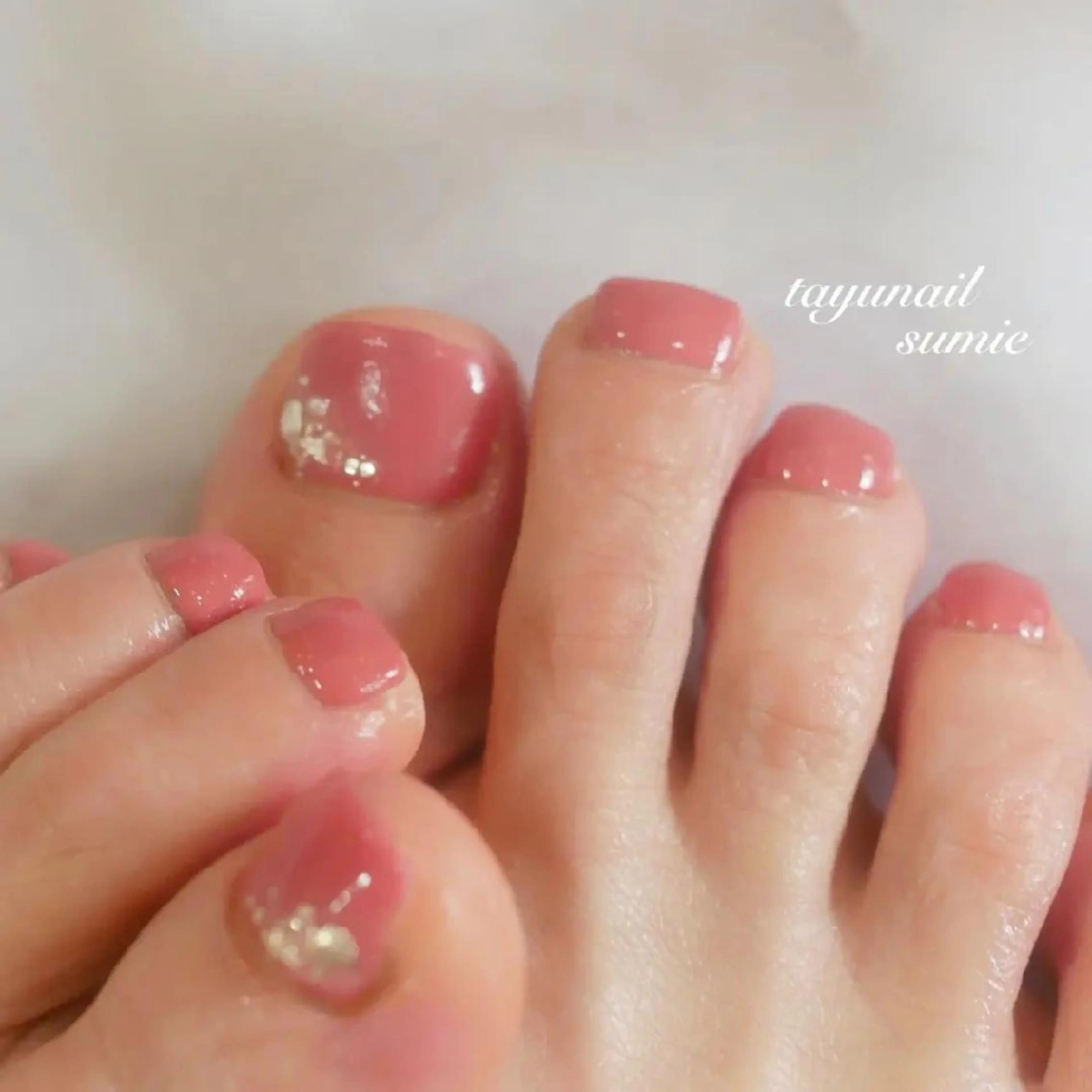 ネイル ブルー フットネイル ジェルネイル パラジェル ピンク ネイルサロン 【たゆnail】のネイルデザイン