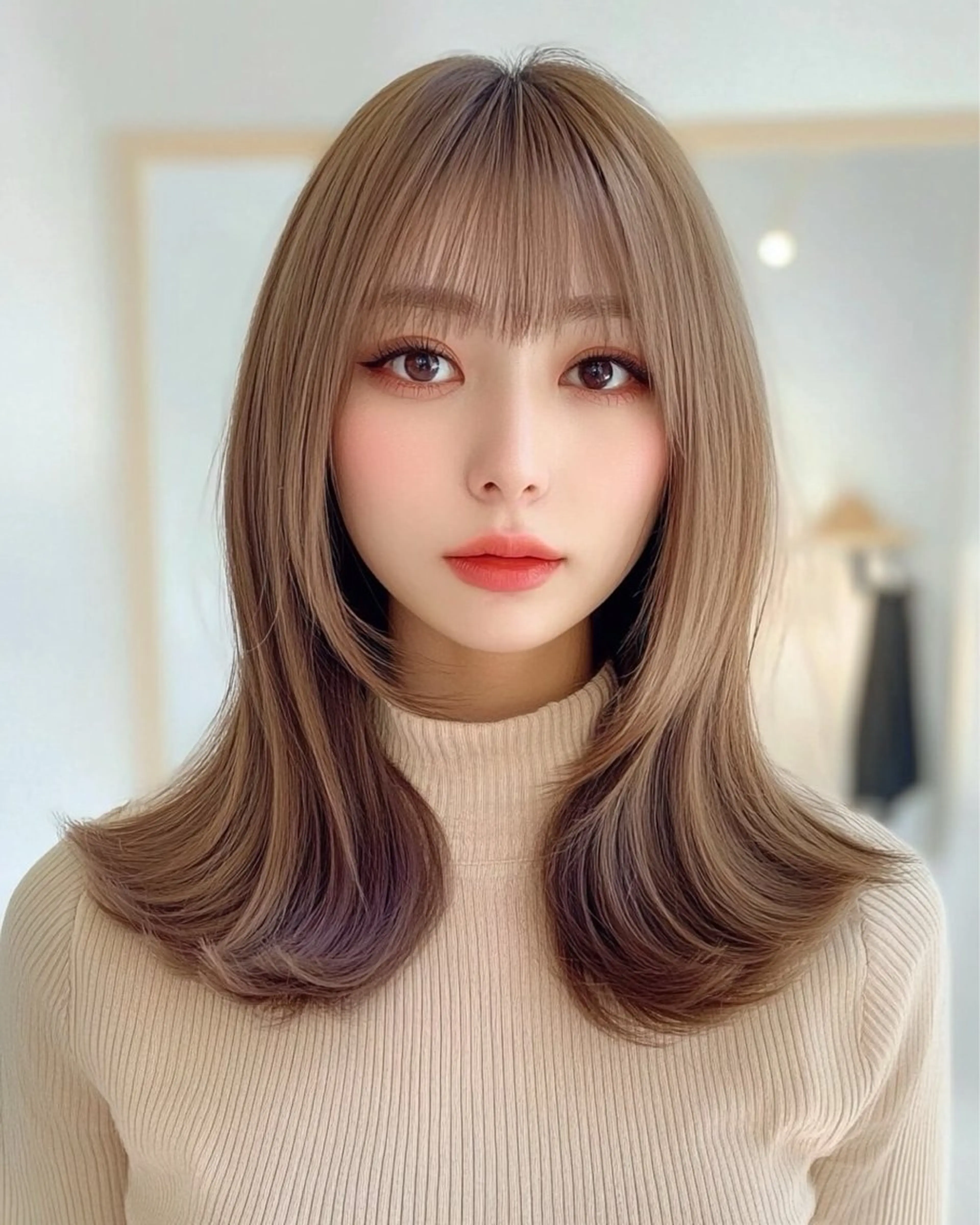 ミディアム カラー カット ヘアカラー トリートメント レイヤー×顔周 り×髪質改善/MIUのヘアスタイル