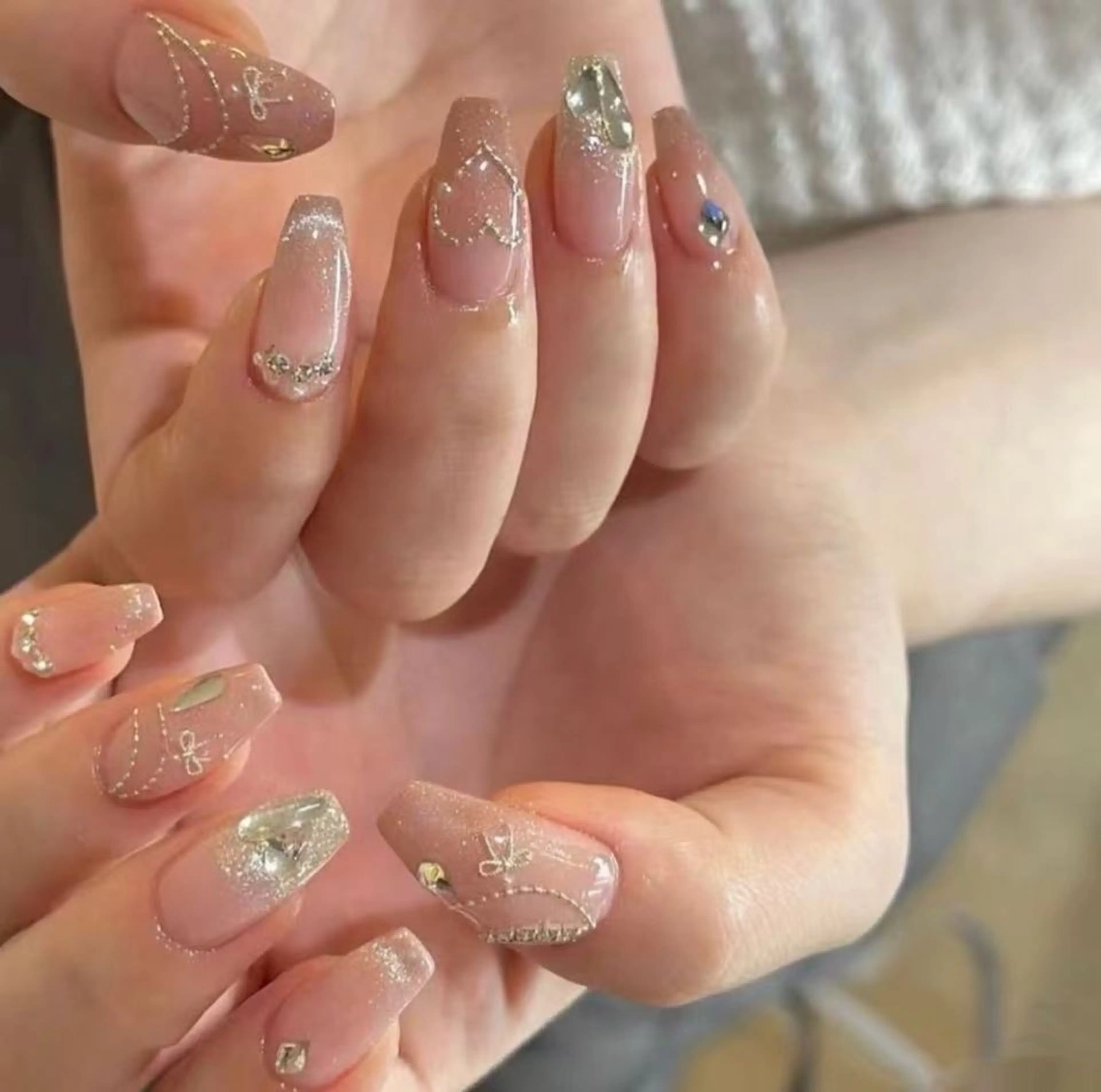 ネイル フラワーネイル フレンチネイル ジェルネイル ガラスフレンチ ハート ハンドネイル Oomiya 服部のネイルデザイン