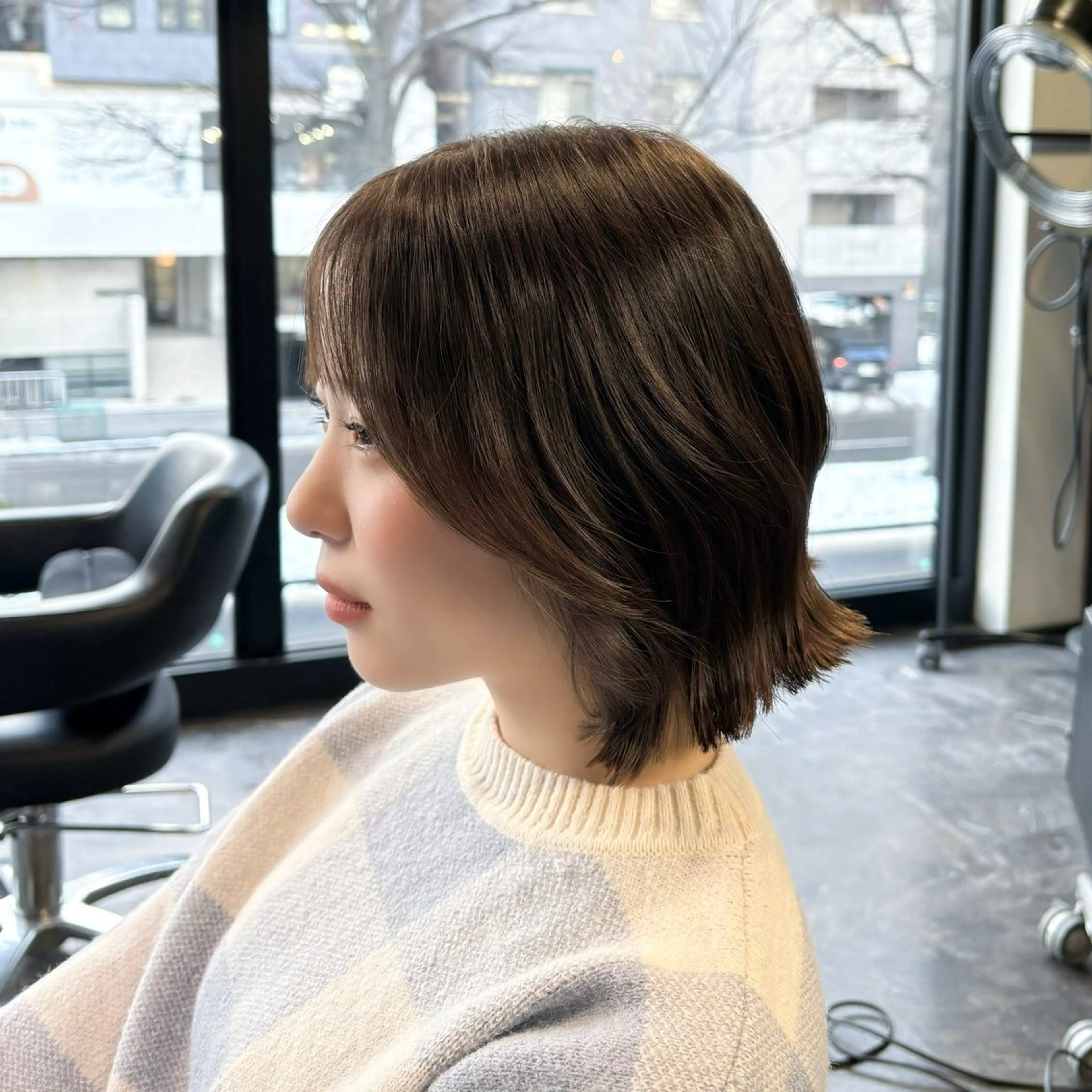 ショート 切りっぱなしボブ ボブ カット 韓国カラー/縮毛矯正 /レイヤー🫧ユイカのヘアスタイル