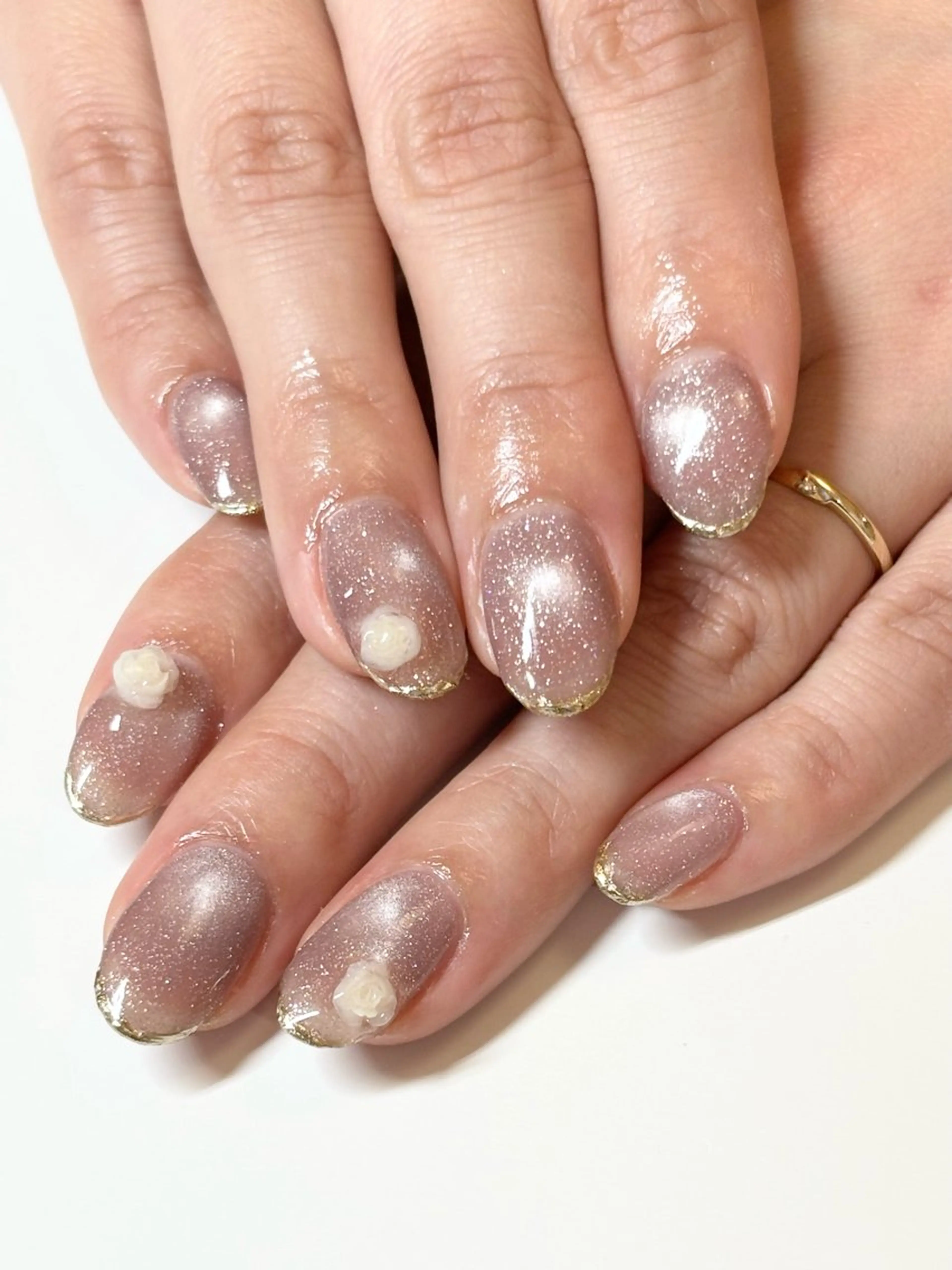 ネイル フラッシュネイル フレンチネイル ゴールド マグネットネイル ミラーネイル ハンドネイル BTFL nailのネイルデザイン