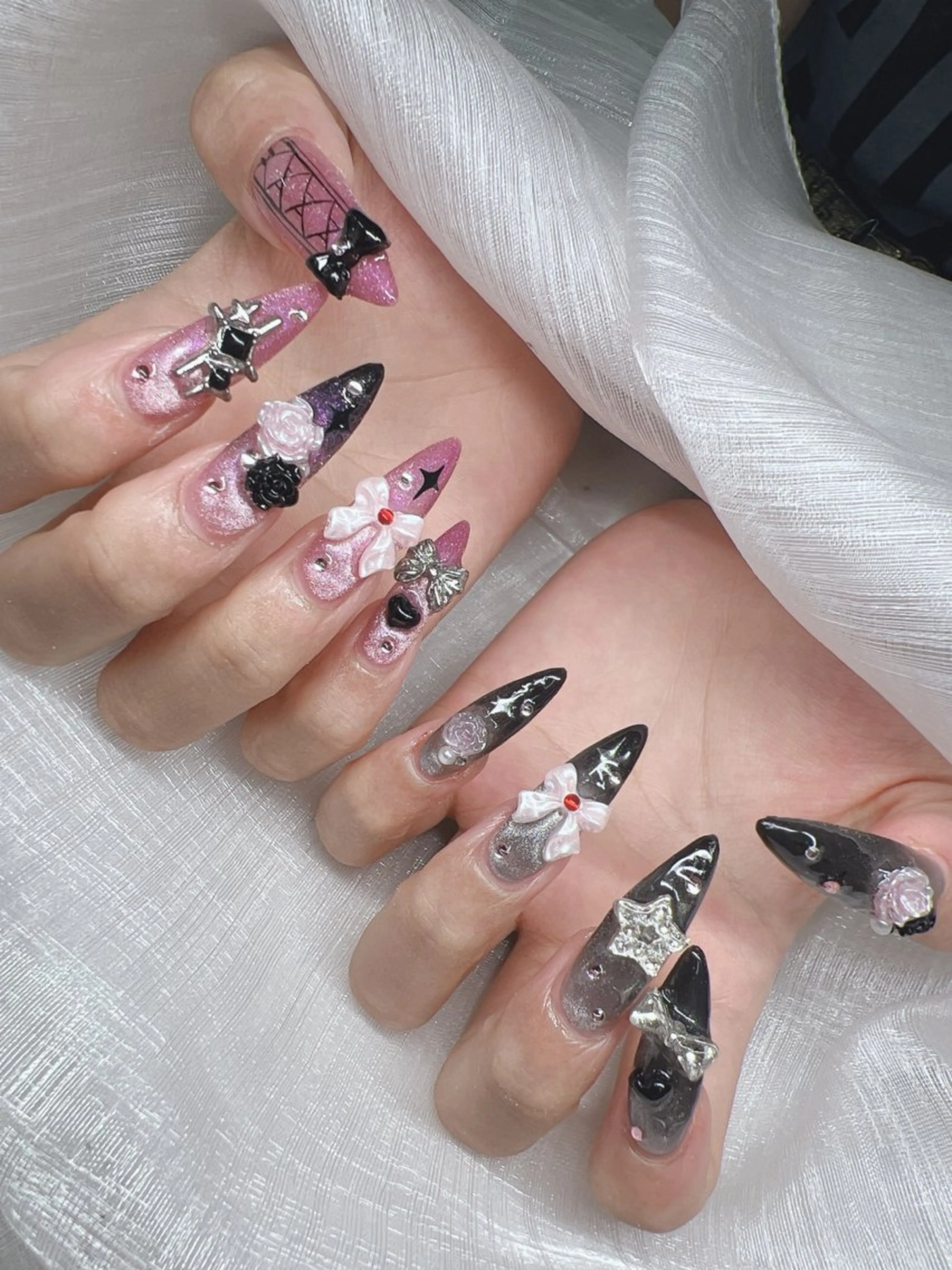 ネイル 長さ出し グラデーション キラキラネイル マグネットネイル ニュアンスネイル Lee Nails チップ長さだし専門店のネイルデザイン