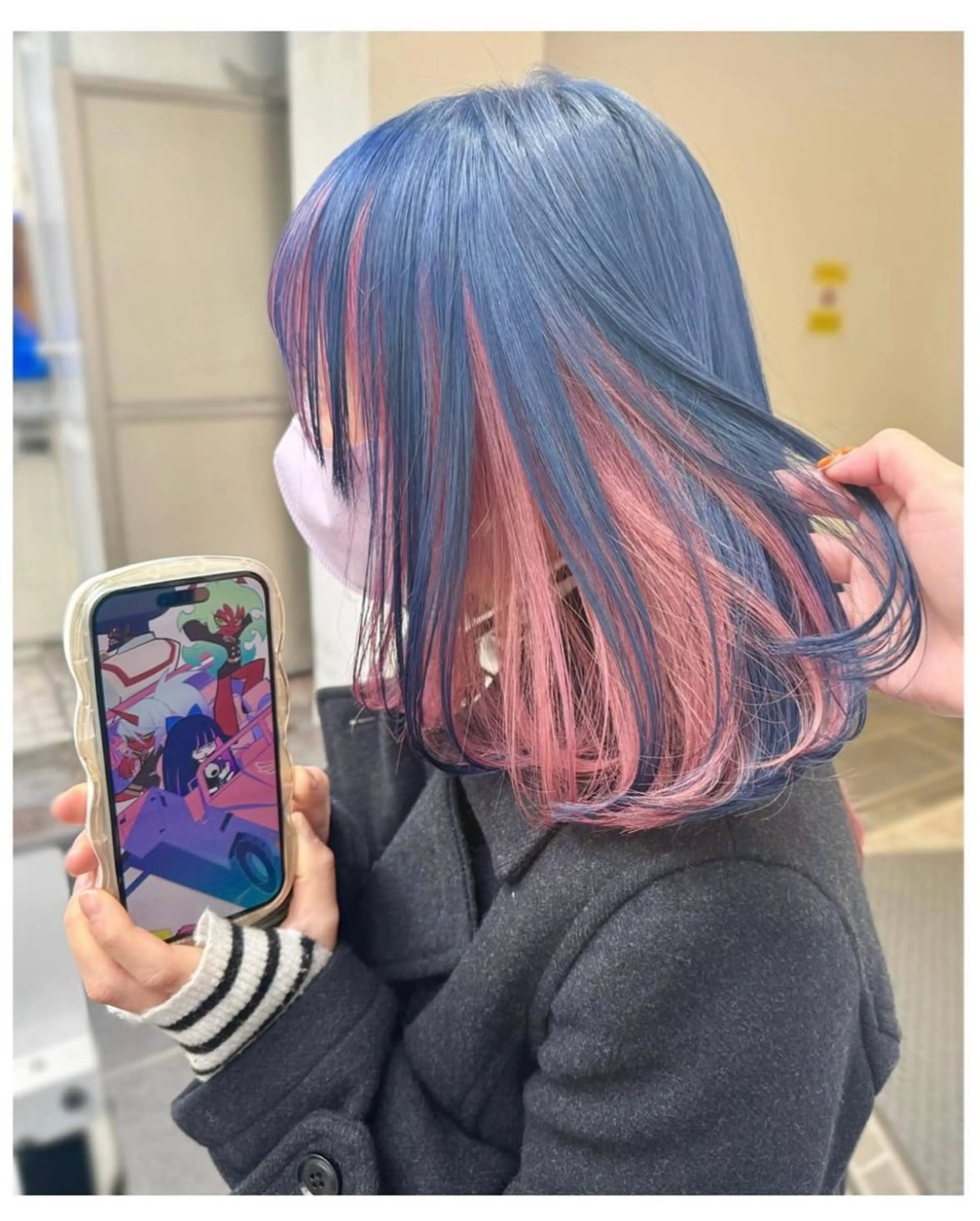 ミディアム カラー ブルーカラー ピンクカラー ヘアカラー GARU-ガル-所属・TSUNO🦖 派手髪/オタク美容師のヘアスタイル