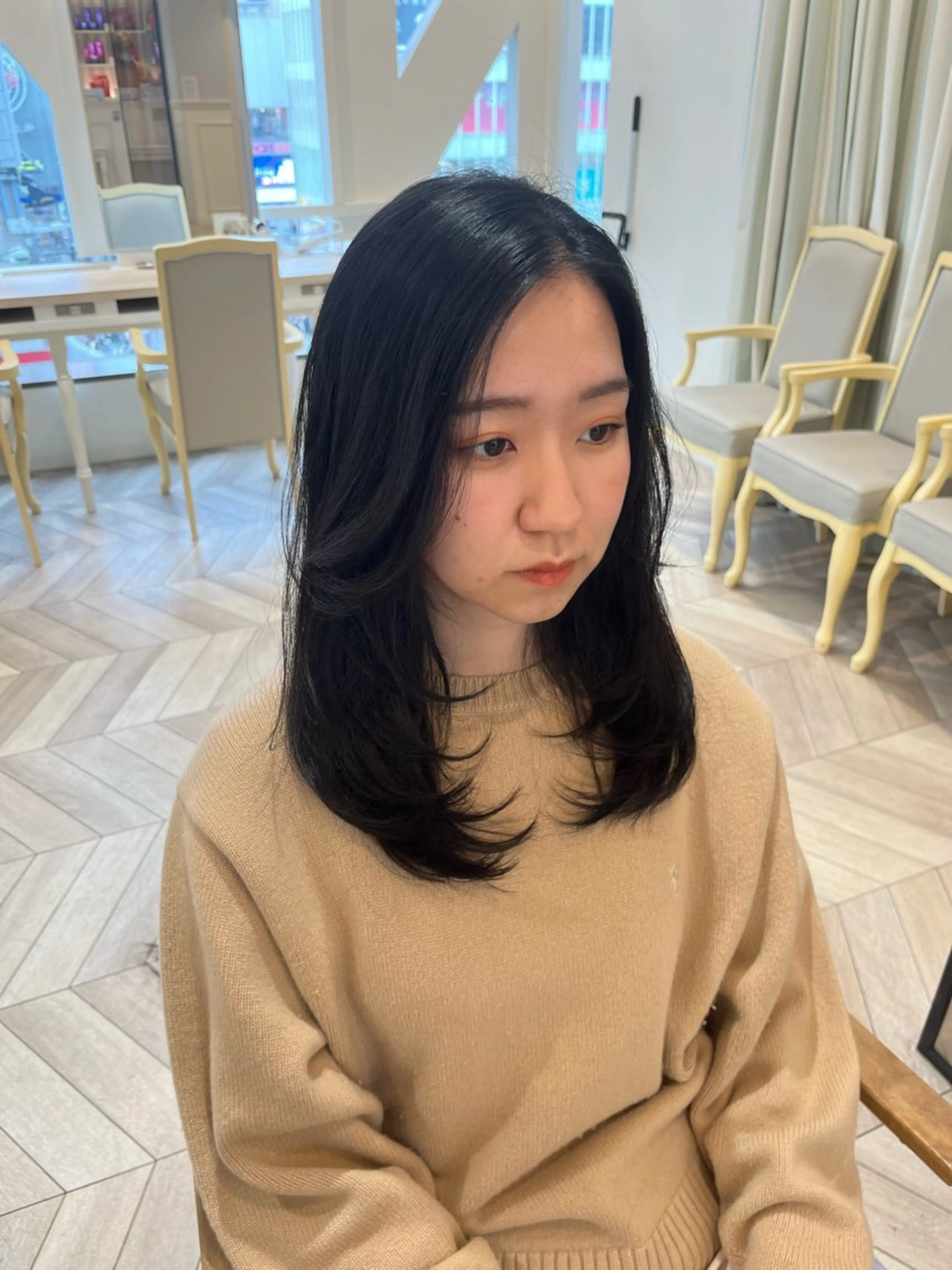 セミロング 韓国風ヘア レイヤーカット レイヤー⭐️カラー ⭐️平川雅史のヘアスタイル