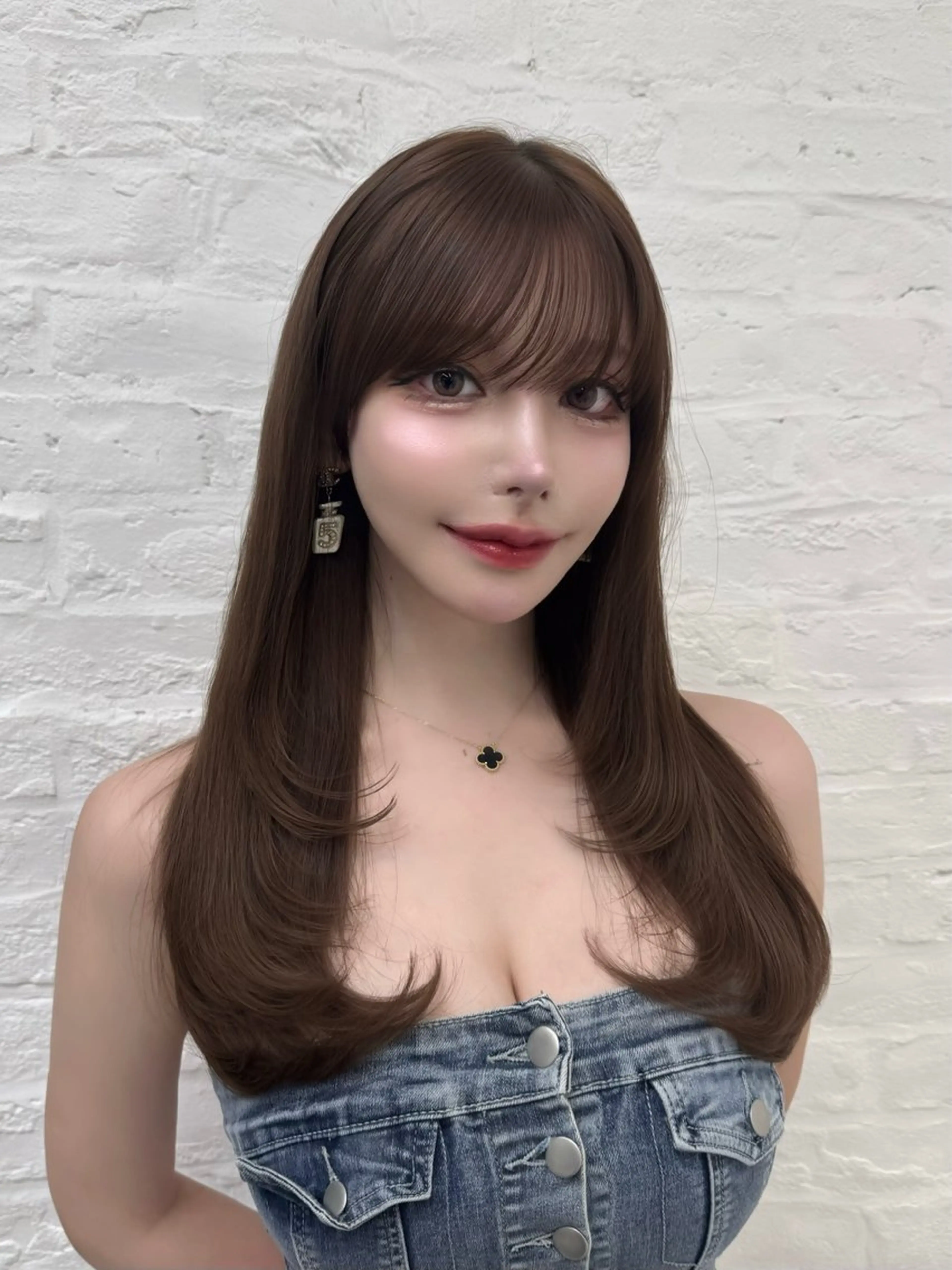 ロング カラー 顔周りカット 韓国風ヘア レイヤーカット おくれ毛 サイドバング カット ヘアカラー 高島大登/顔周り /レイヤーカットのヘアスタイル