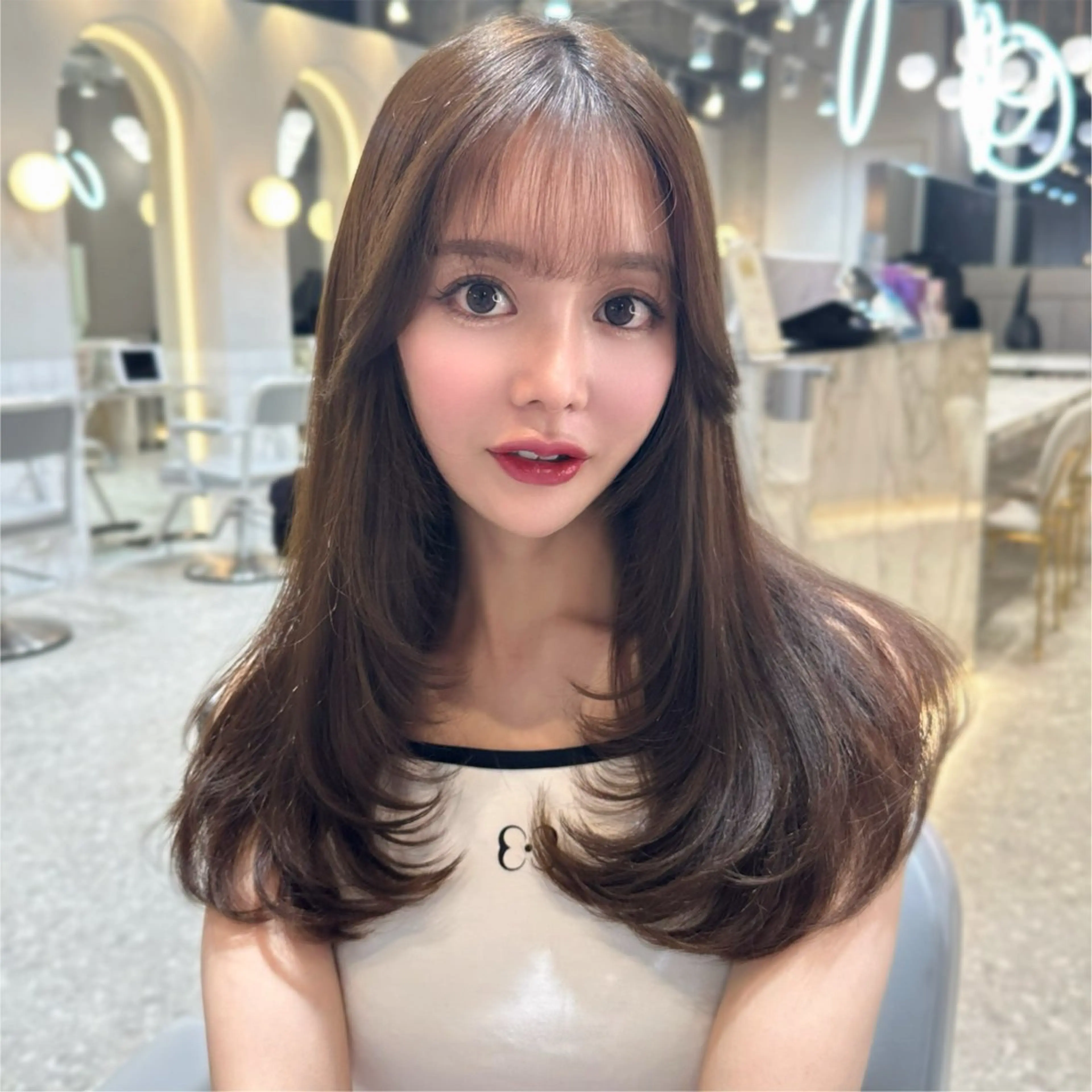 セミロング カラー カット ヘアカラー トリートメント 新宿/韓国風レイヤー 髪質改善/渋谷直樹のヘアスタイル