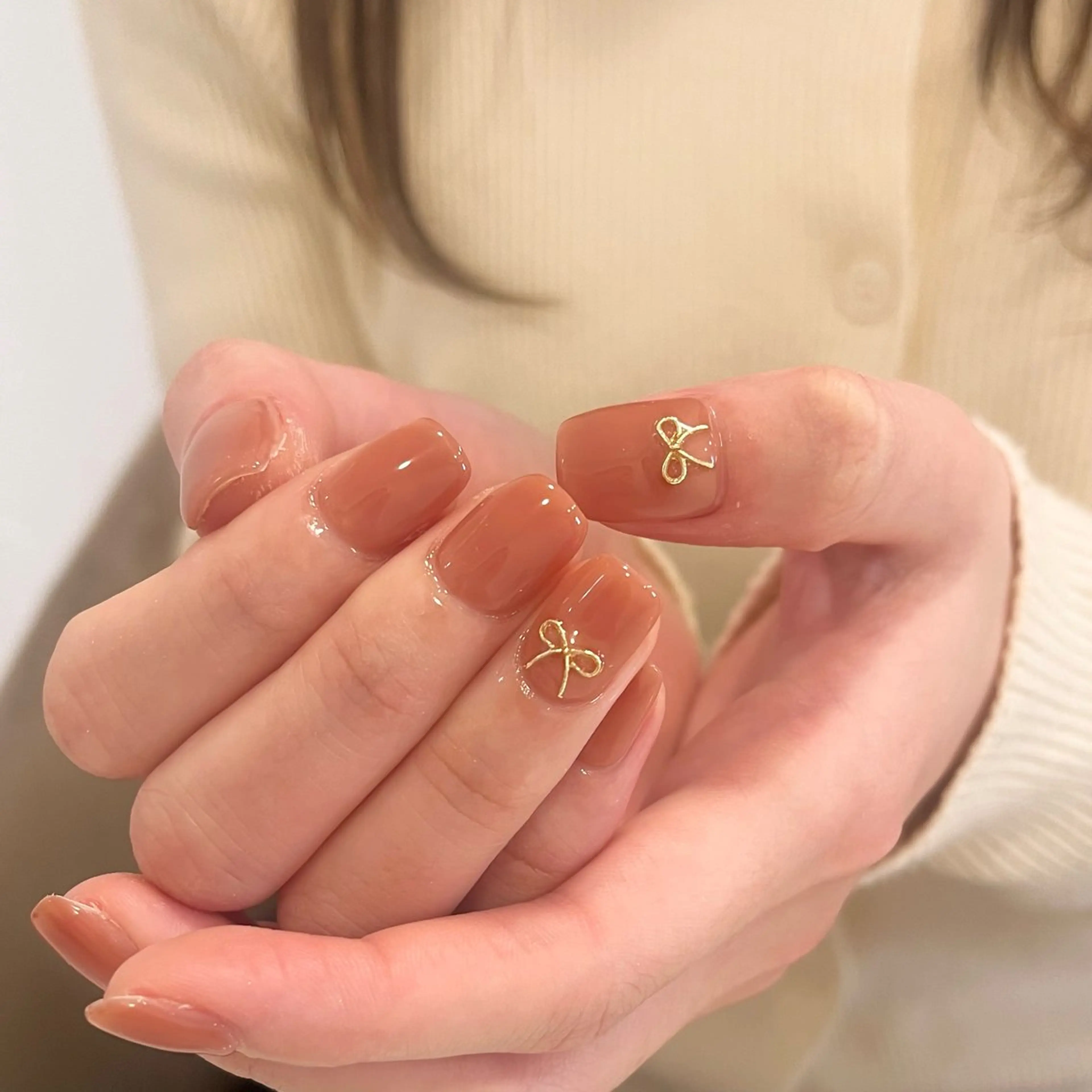 ネイル アートネイル ブラウン フレンチネイル ジェルネイル グラデーション CLUTCH 阿倍野 いけだのネイルデザイン