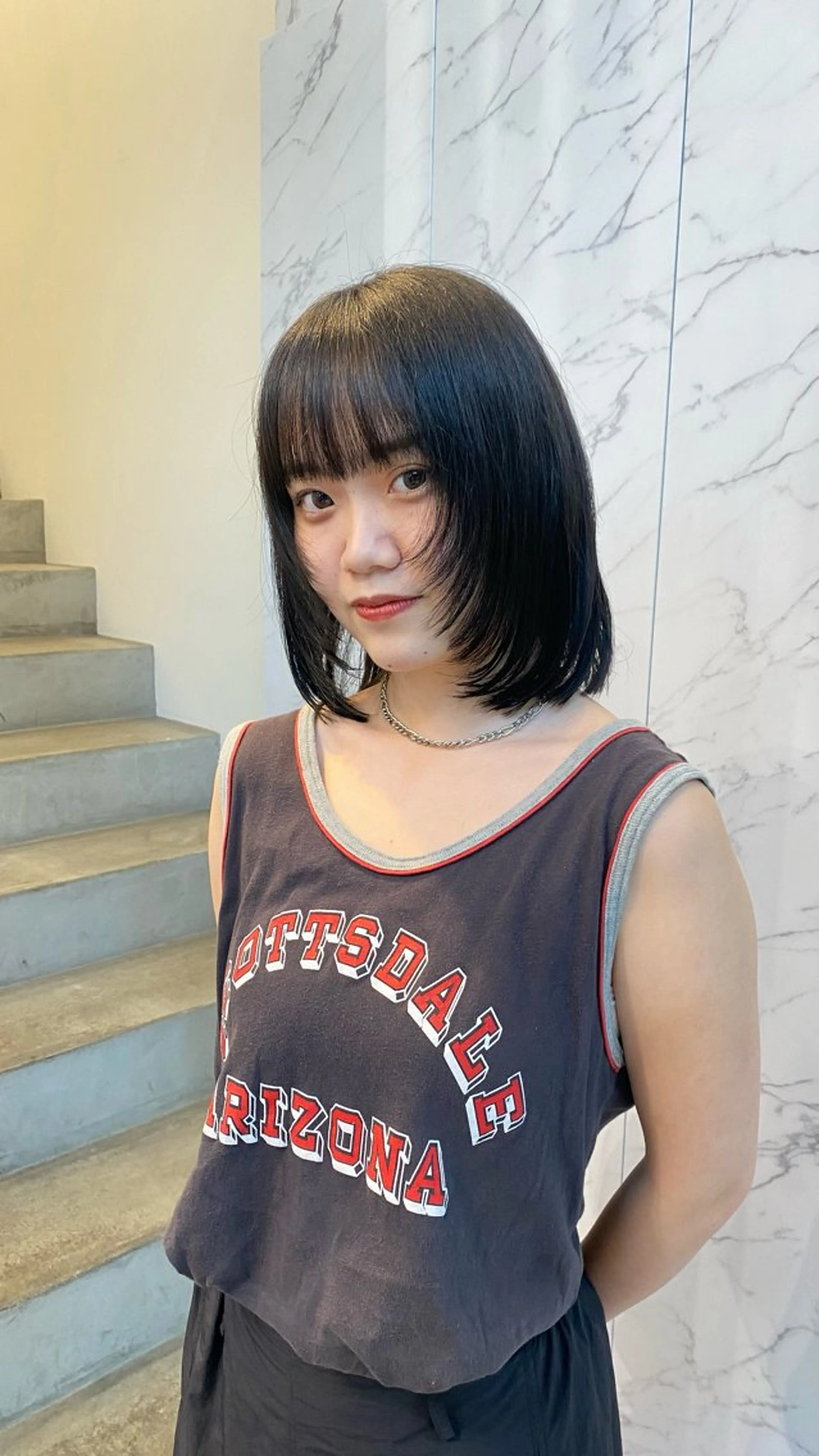 ミディアム カット ヘアカラー トリートメント マツザキ マナトのヘアスタイル