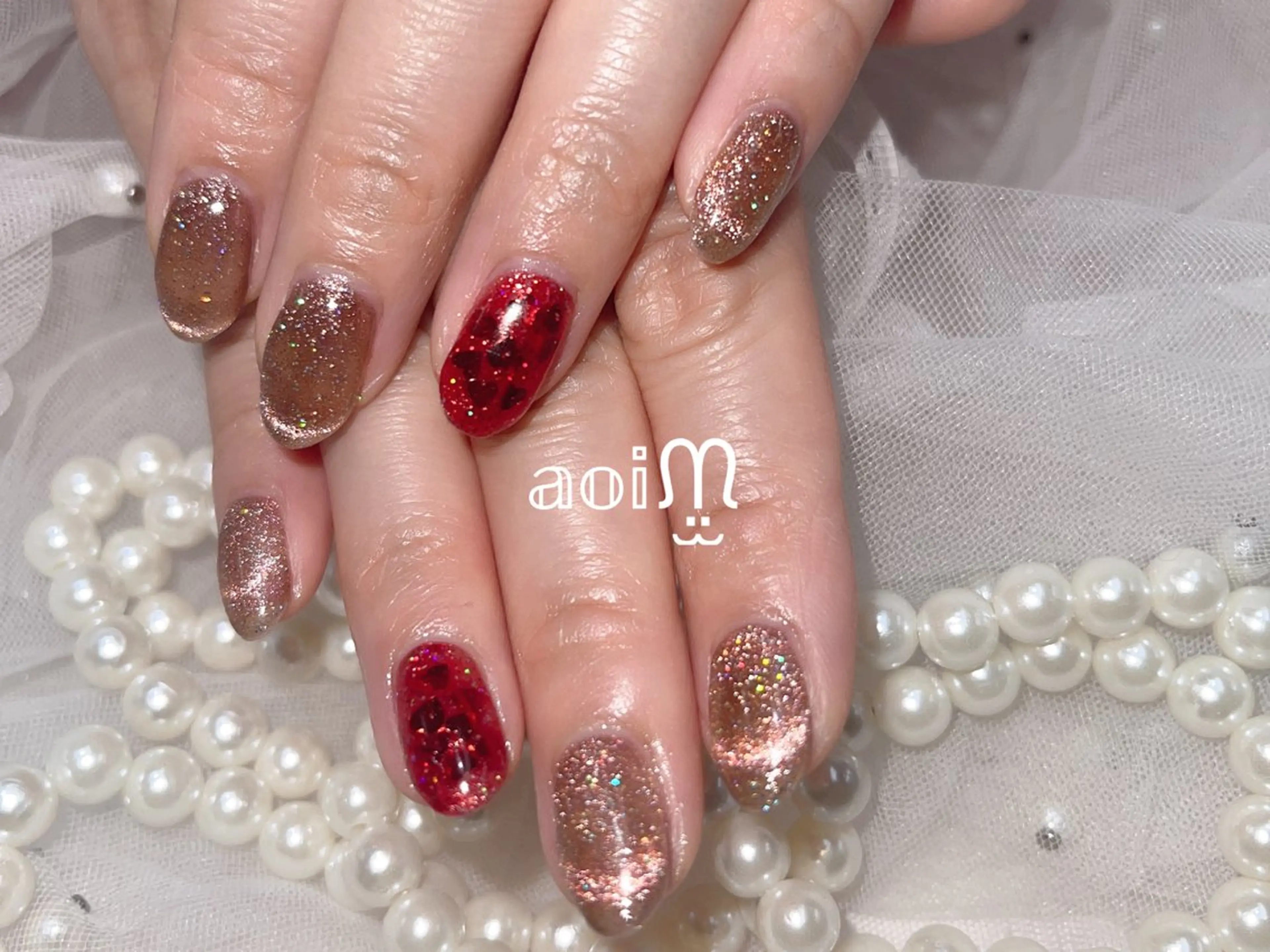 ネイル マグネットネイル 持ち込み シンプルネイル バレンタイン 葵うさぎ所属・葵うさぎ AIのネイルデザイン
