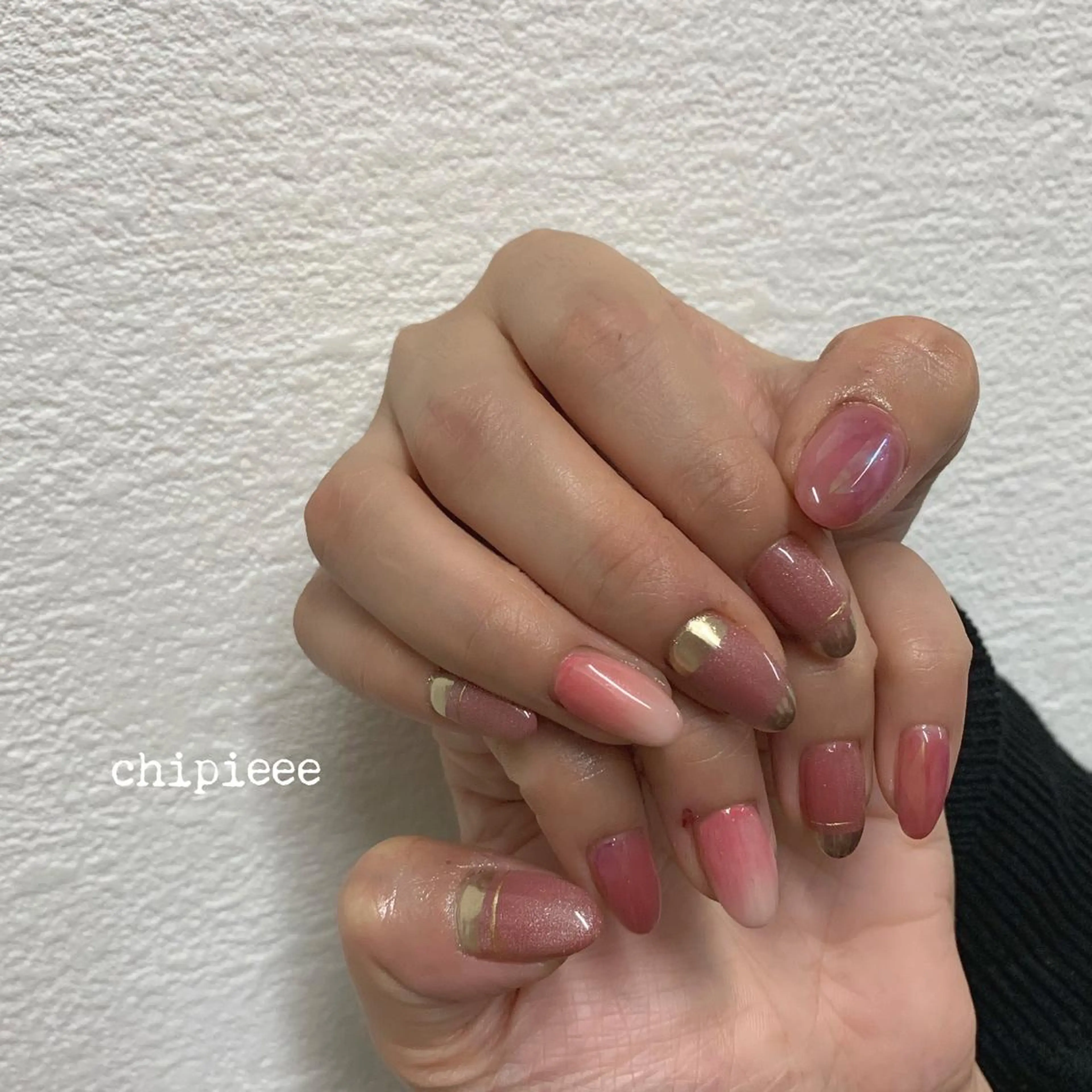 ネイル フレンチネイル マグネットネイル ミラーネイル ピンク . SHIORIのネイルデザイン