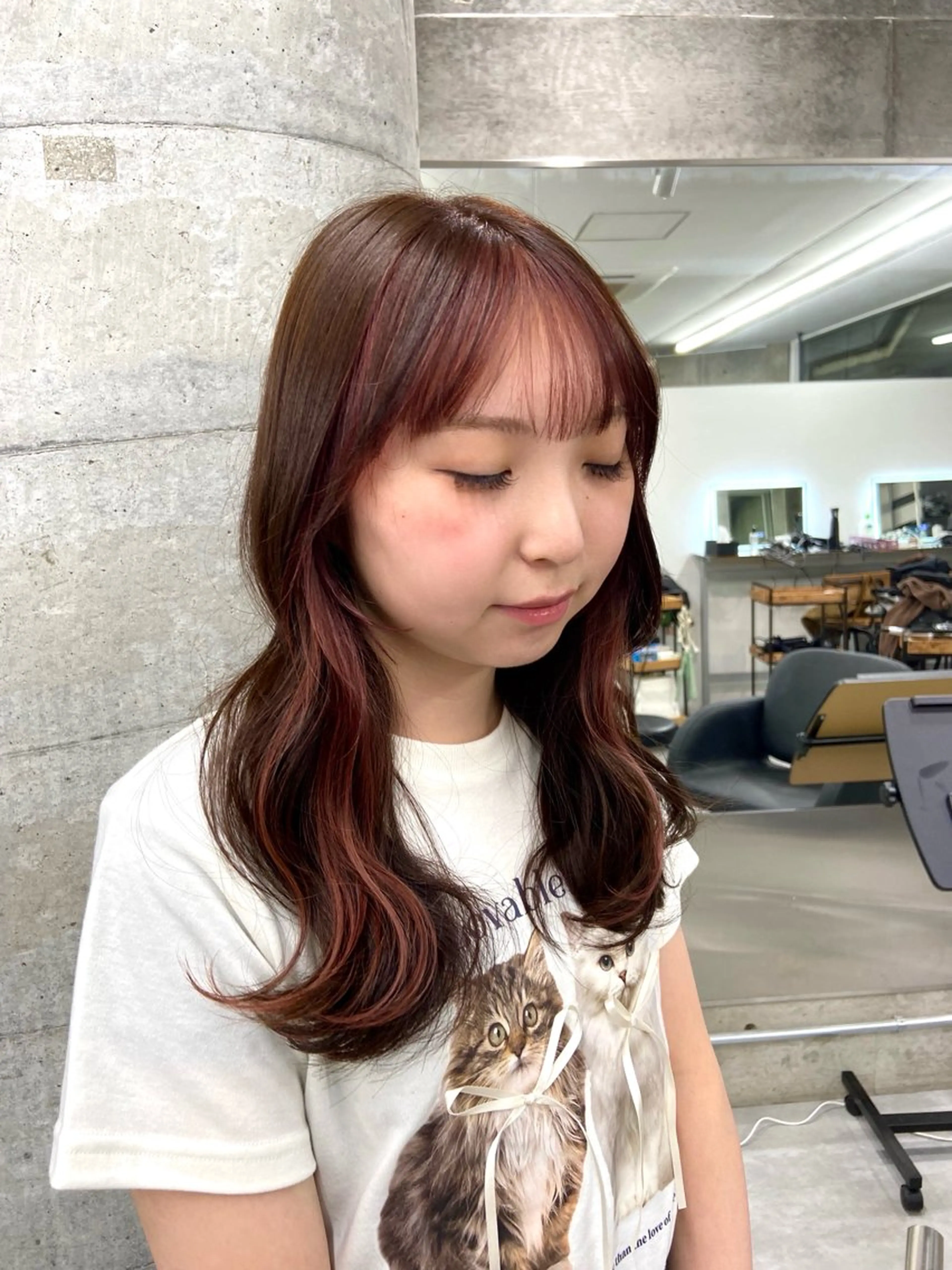 セミロング カラー インナーカラー ピンクカラー 顔周りカット Kotoko🖤/海 外/バレイヤージュのヘアスタイル