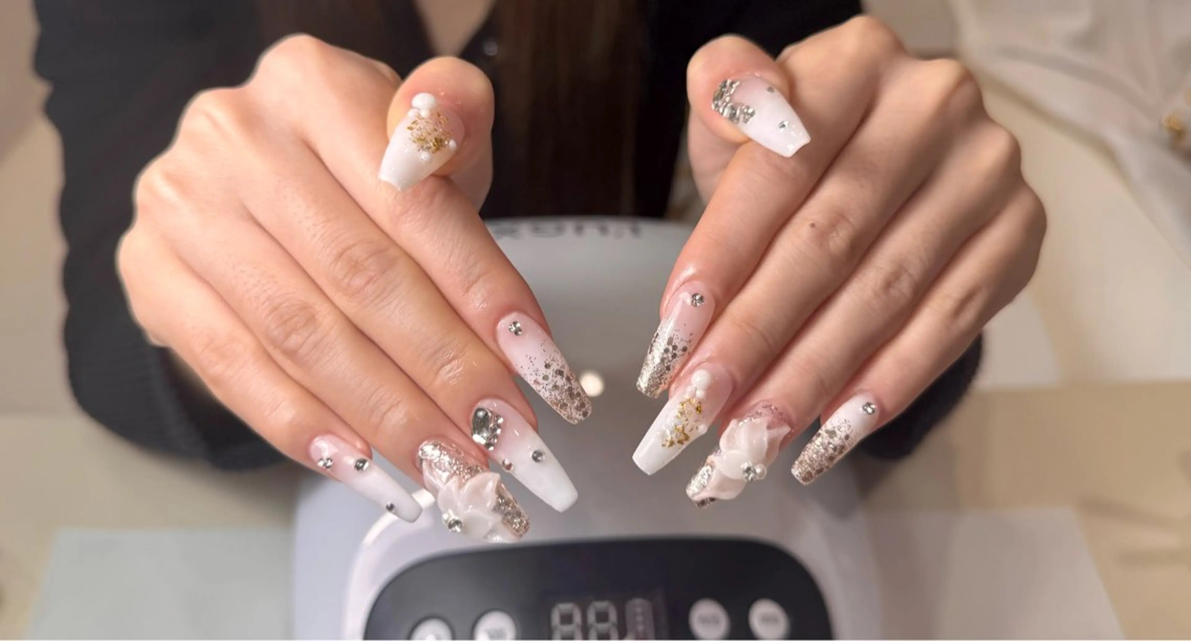 ネイル 成人式 グラデーション ラメ(グリッター) ラメグラデーション ハンドネイル チャ ミーのネイルデザイン