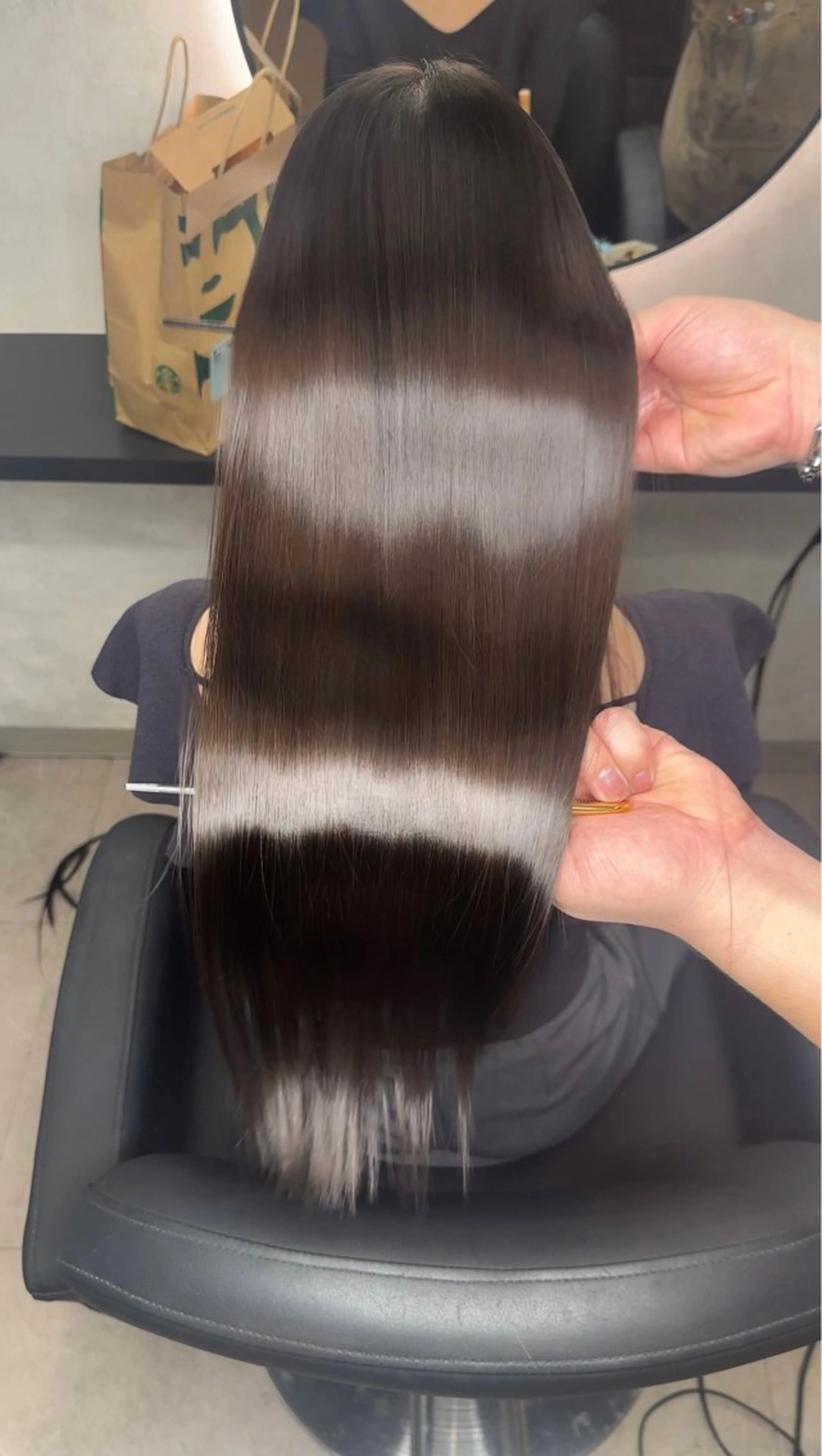 ロング カラー パーマ 髪質改善 縮毛矯正 カット ヘアカラー 縮毛矯正 新宿/韓国風レイヤー 髪質改善/ジャッキーのヘアスタイル