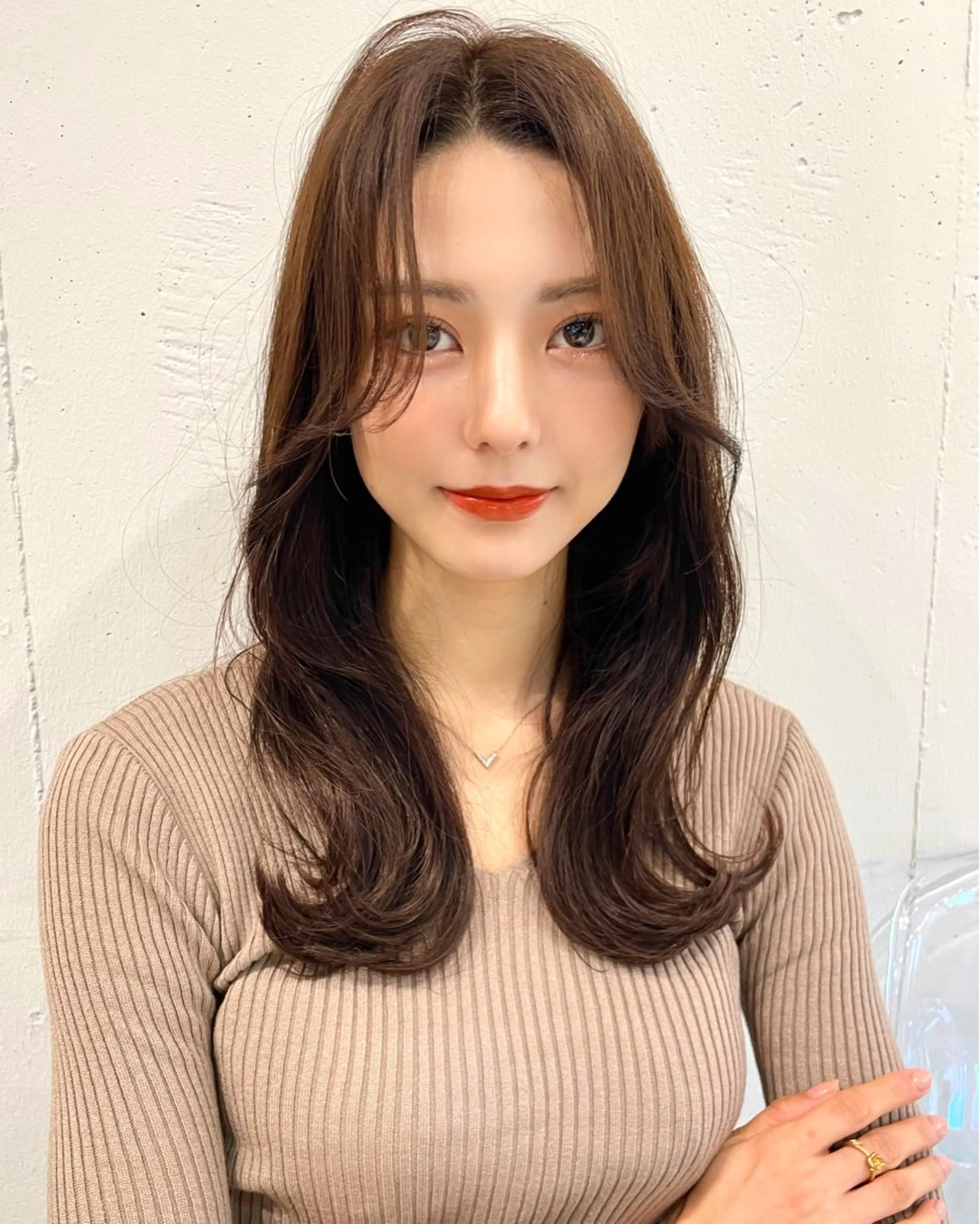 セミロング カラー カット ヘアカラー トリートメント 韓国ヘア🤍顔周り/ 髪質改善✨/林遼一郎のヘアスタイル