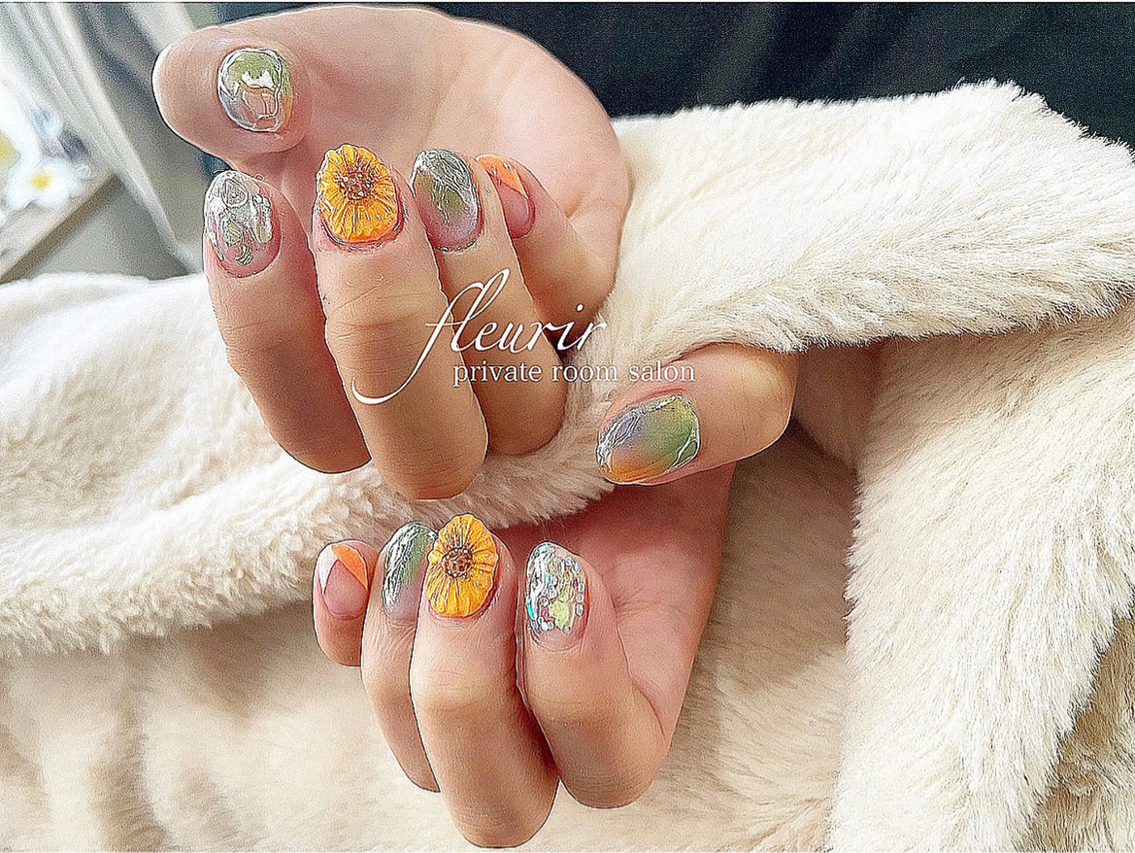 ネイル アートネイル ミラーネイル シルバー フルリール 【プライベートサロンのネイルデザイン