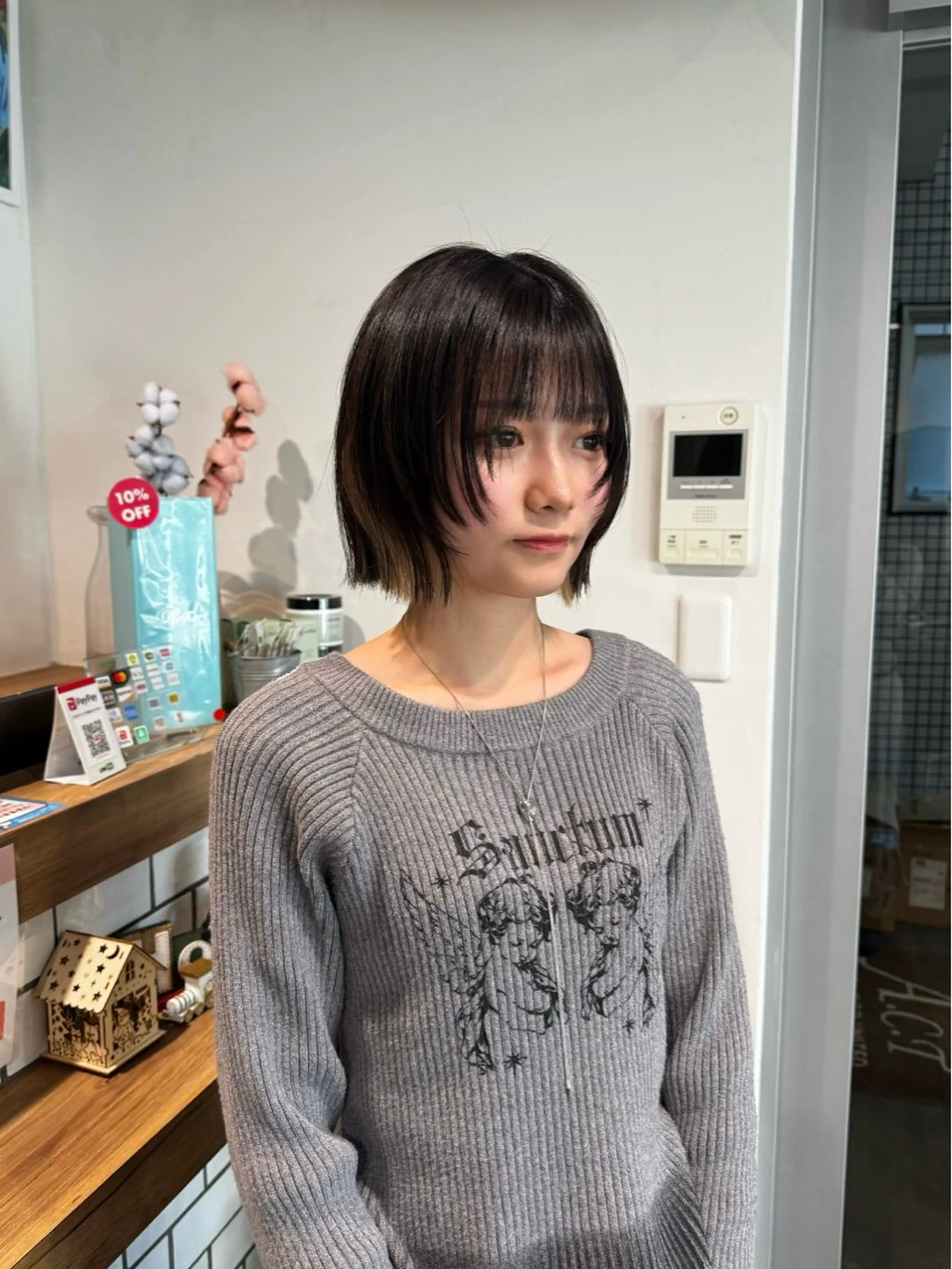 ショート ボブレイヤー ボブ 顔まわりレイヤー 顔周りカット レイヤーカット レイヤー/大人ボブ 渡邉【日吉美容室】のヘアスタイル