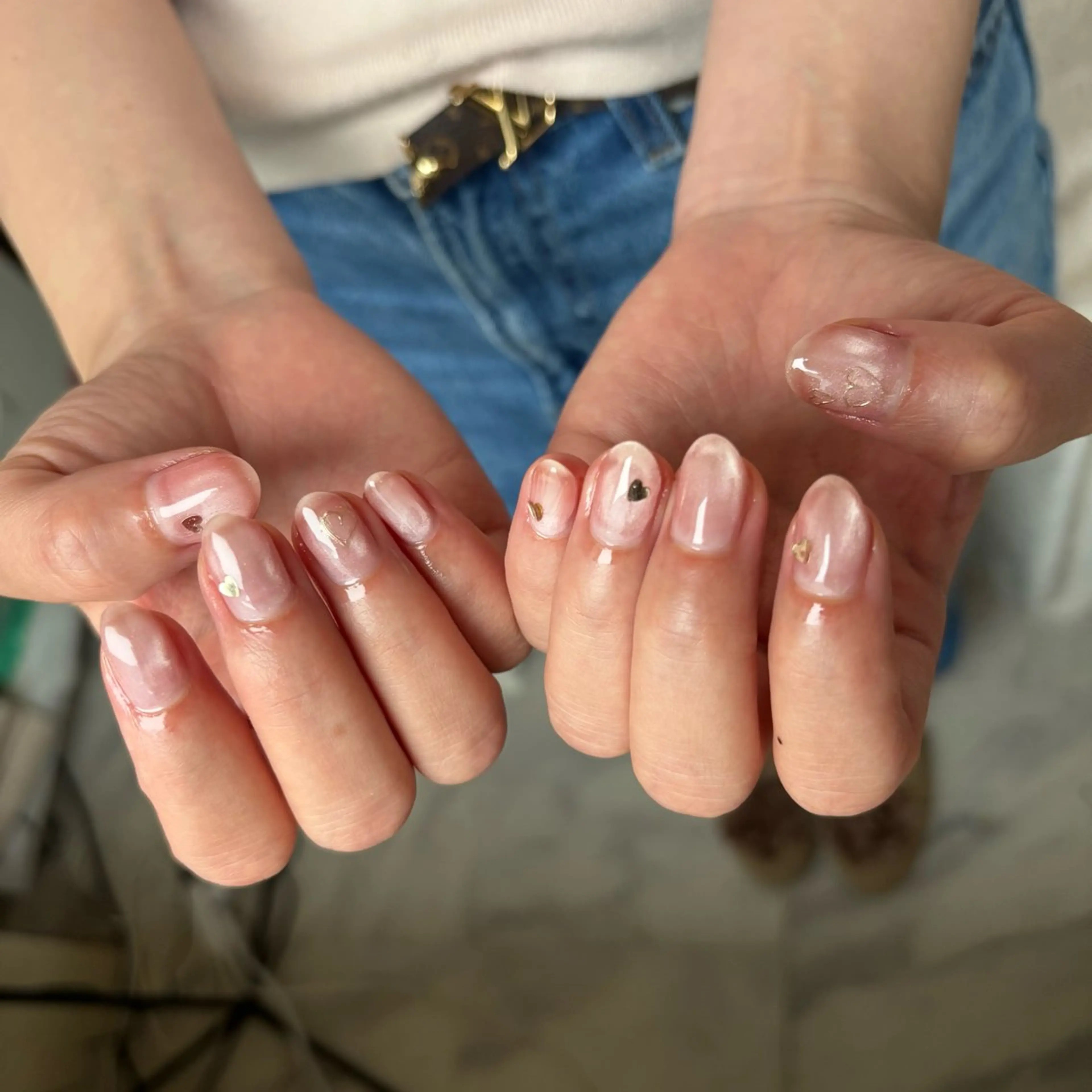 ネイル ハート マグネットネイル ミラーネイル オフィスネイル ピンク ハンドネイル 肌管理&nail Salon  Duxのエステ・リラクイメージ