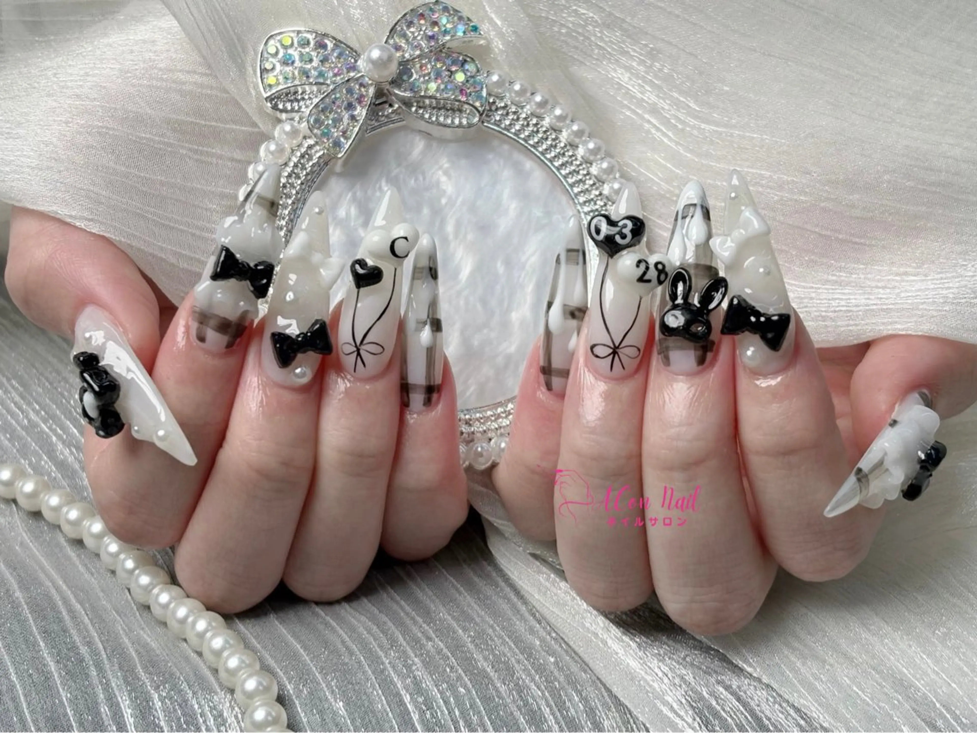 ネイル 桜ネイル 長さ出し フラワーネイル フレンチネイル ジェルネイル ハンドネイル ACon NailSalonのネイルデザイン