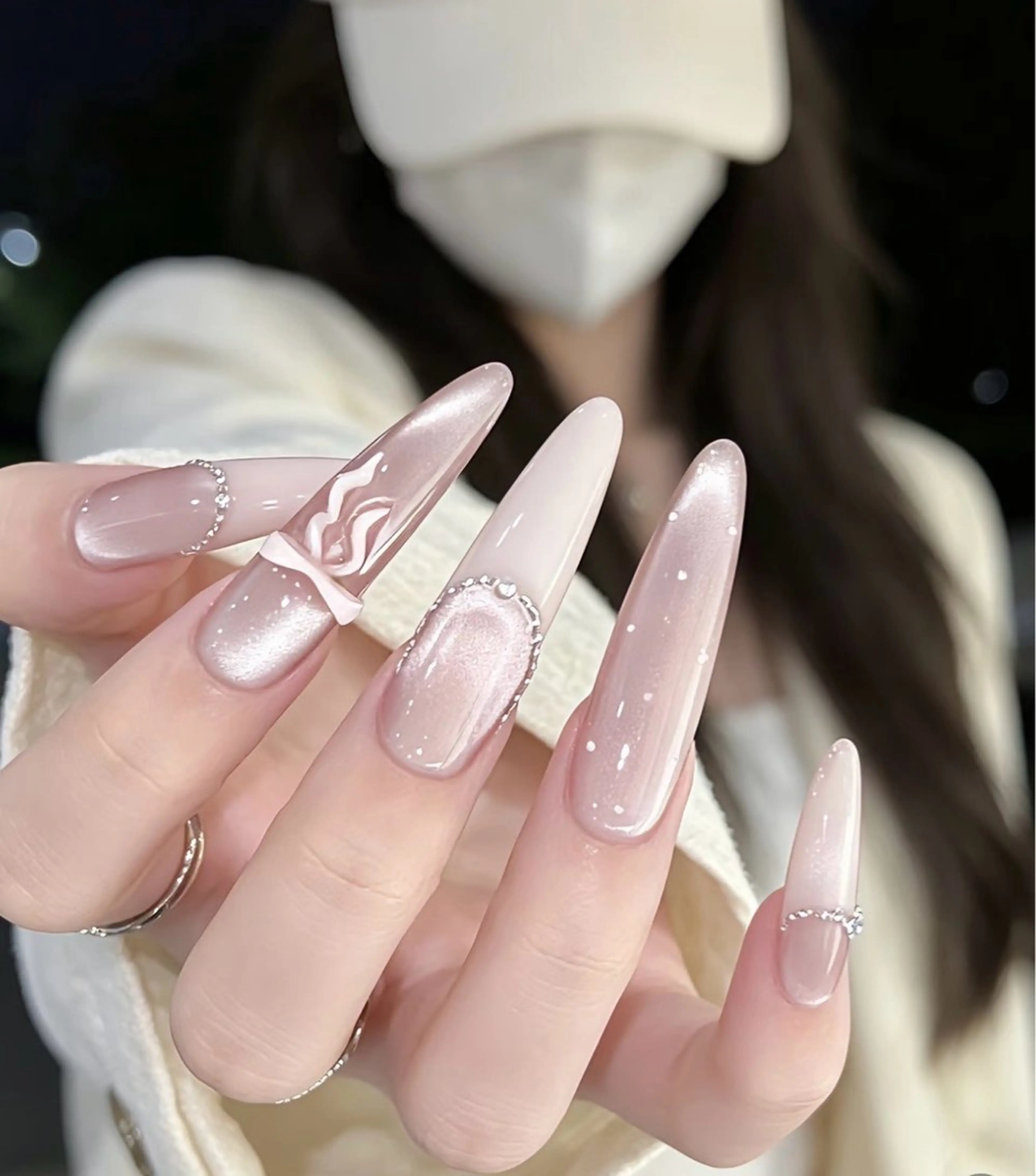 ネイル フレンチネイル キラキラネイル 韓国ネイル シンプルネイル ワンホンネイル ハンドネイル MEI Nailのネイルデザイン