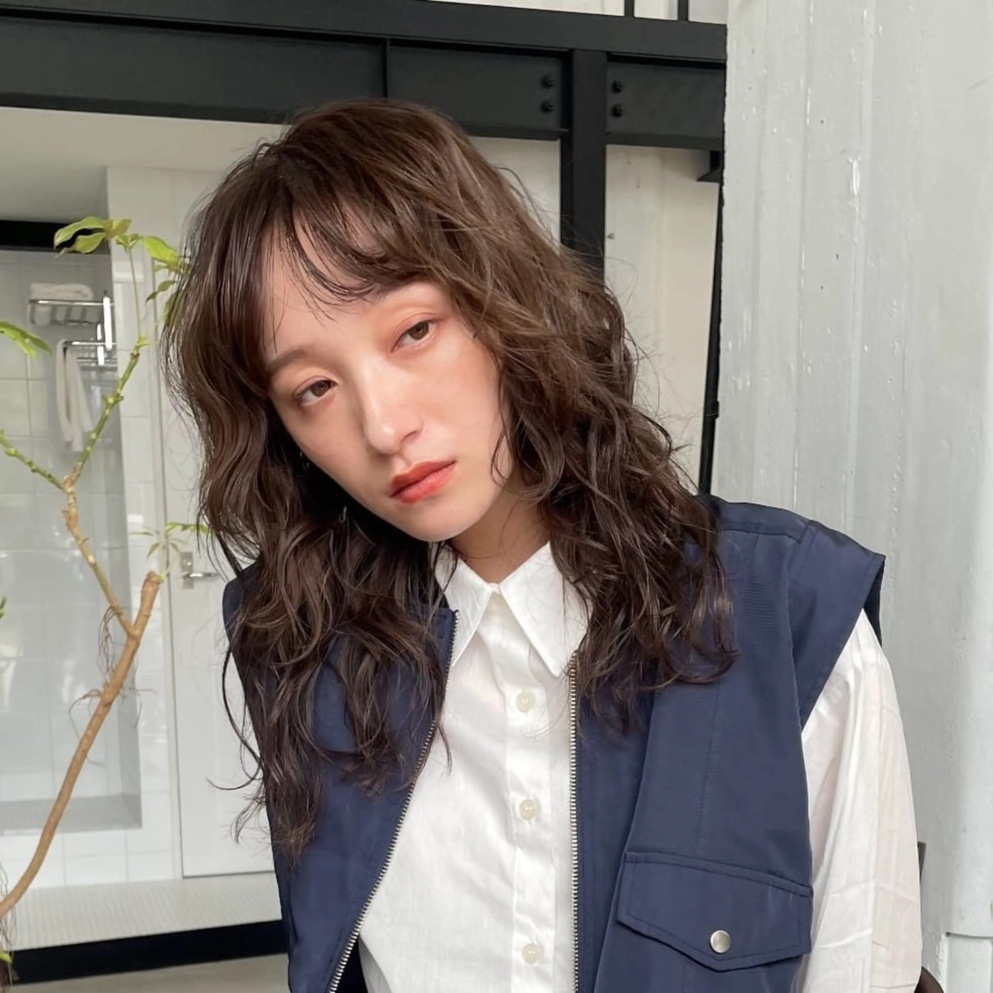 ロング パーマ けんもつ すずかのヘアスタイル