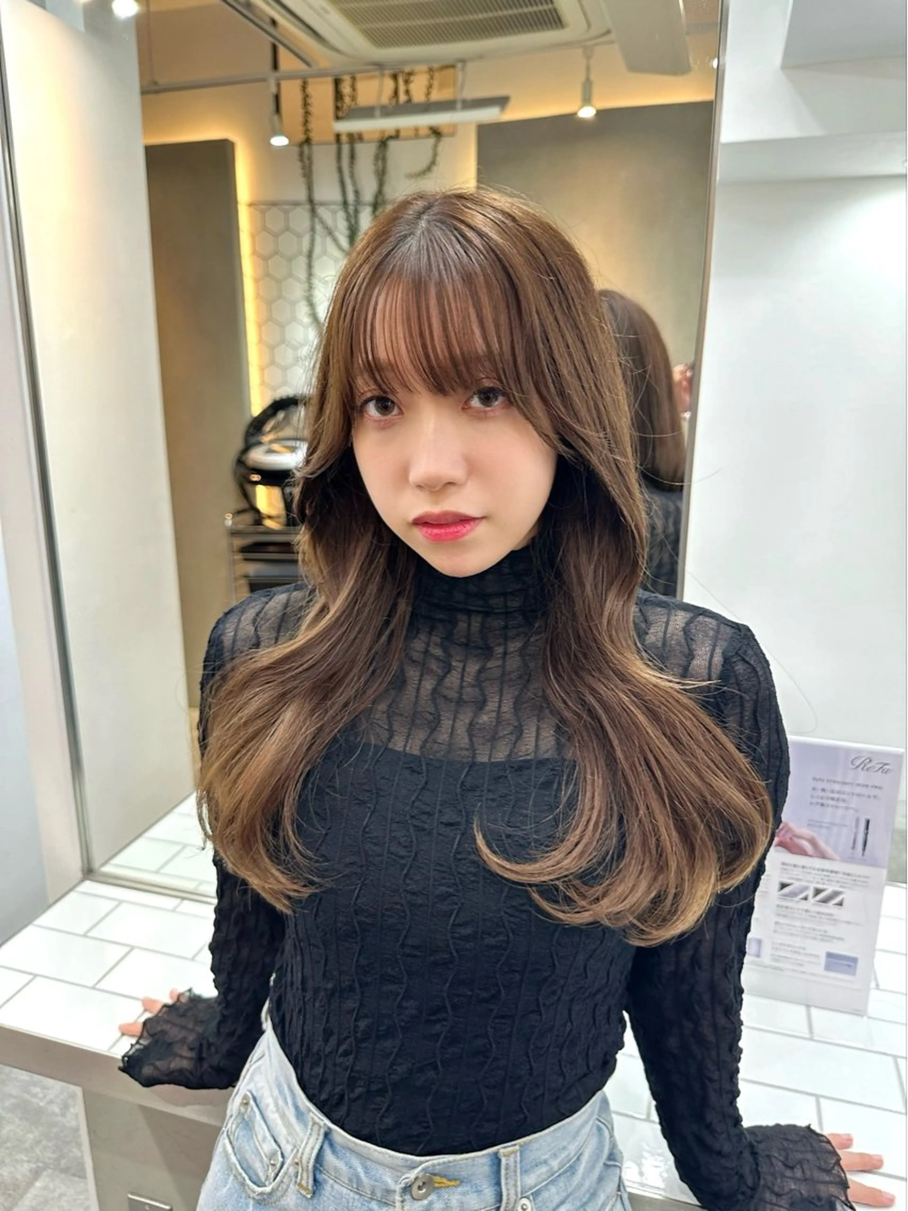 セミロング カラー ミディアムレイヤー 添田晃基のヘアスタイル