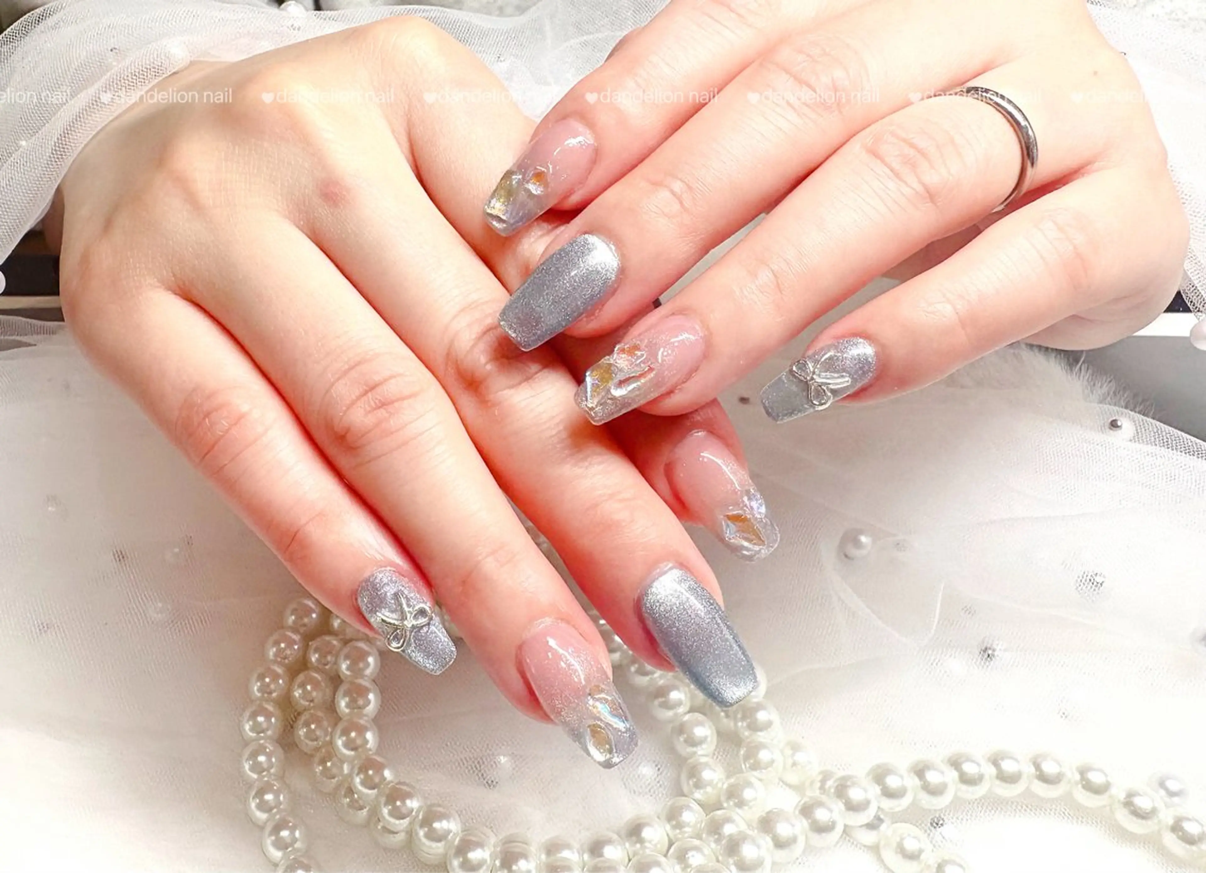 ネイル ガーリー マグネットネイル 持ち込み ワンホンネイル ハンドネイル dandelion nail北千住のネイルデザイン
