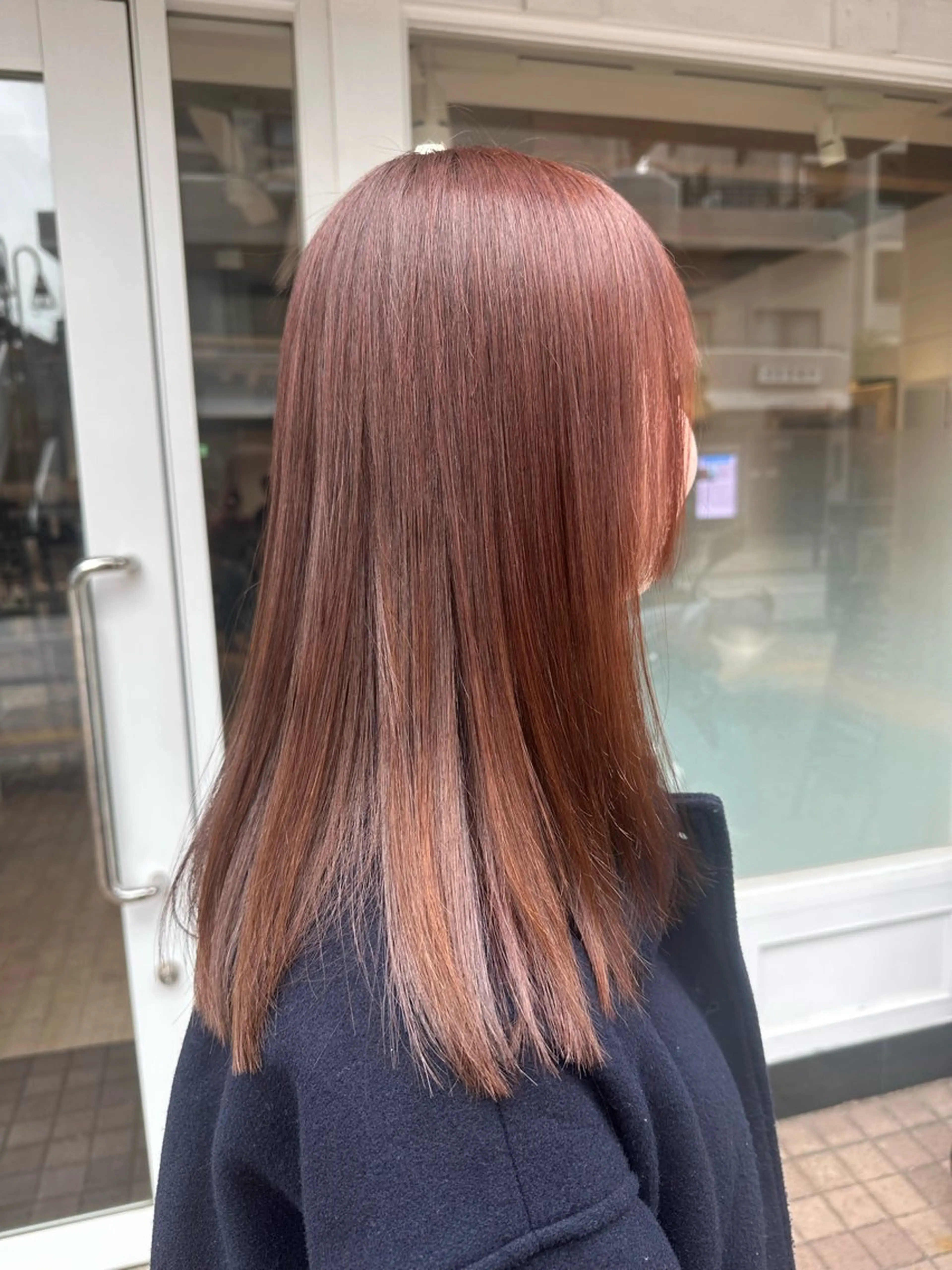 セミロング カラー ブラウンカラー オレンジ オレンジブラウン カット ヘアカラー Annie 吉田 裕美のヘアスタイル