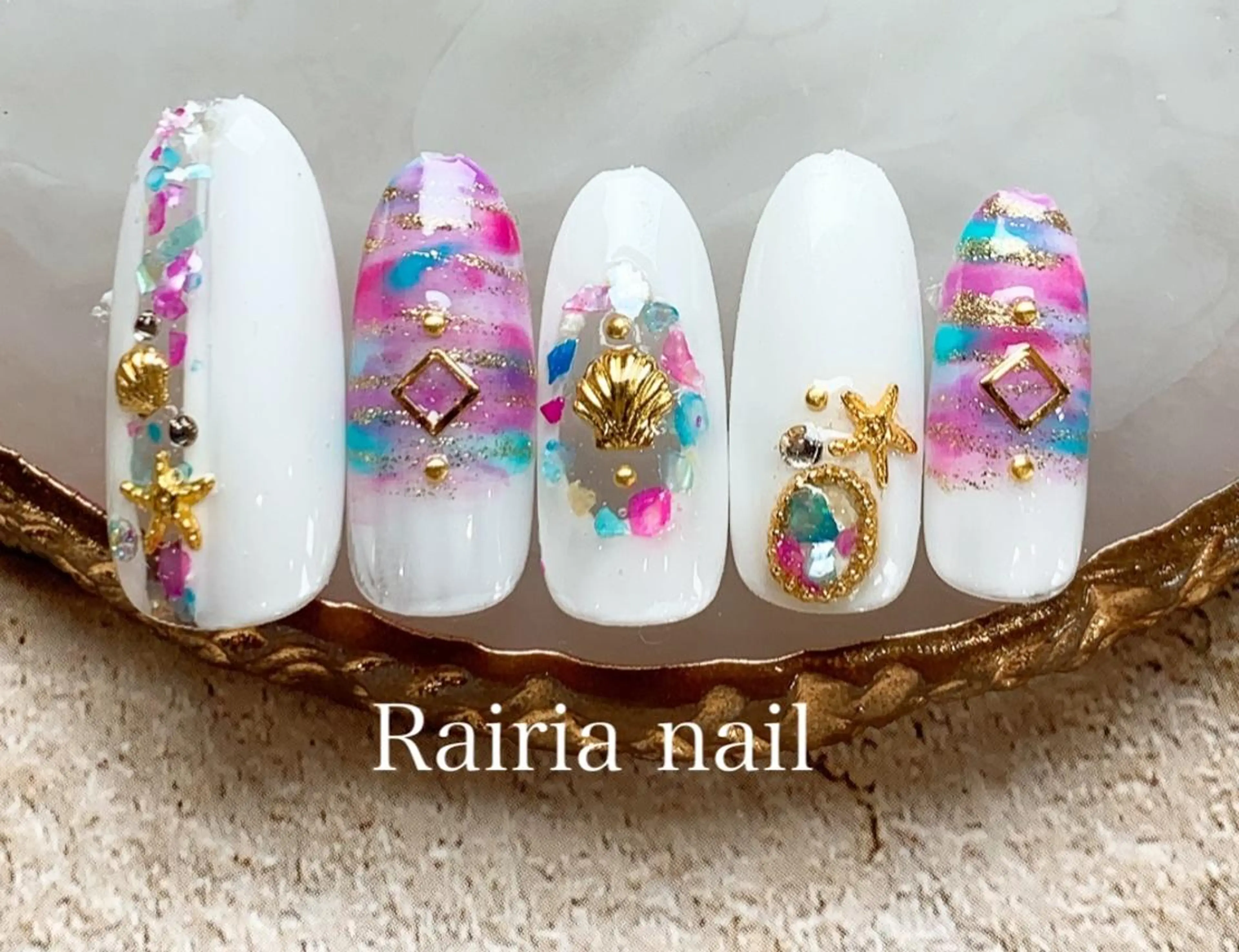 ネイル ジェルネイル パラジェル 夏ネイル Rairia nail本八幡店のネイルデザイン