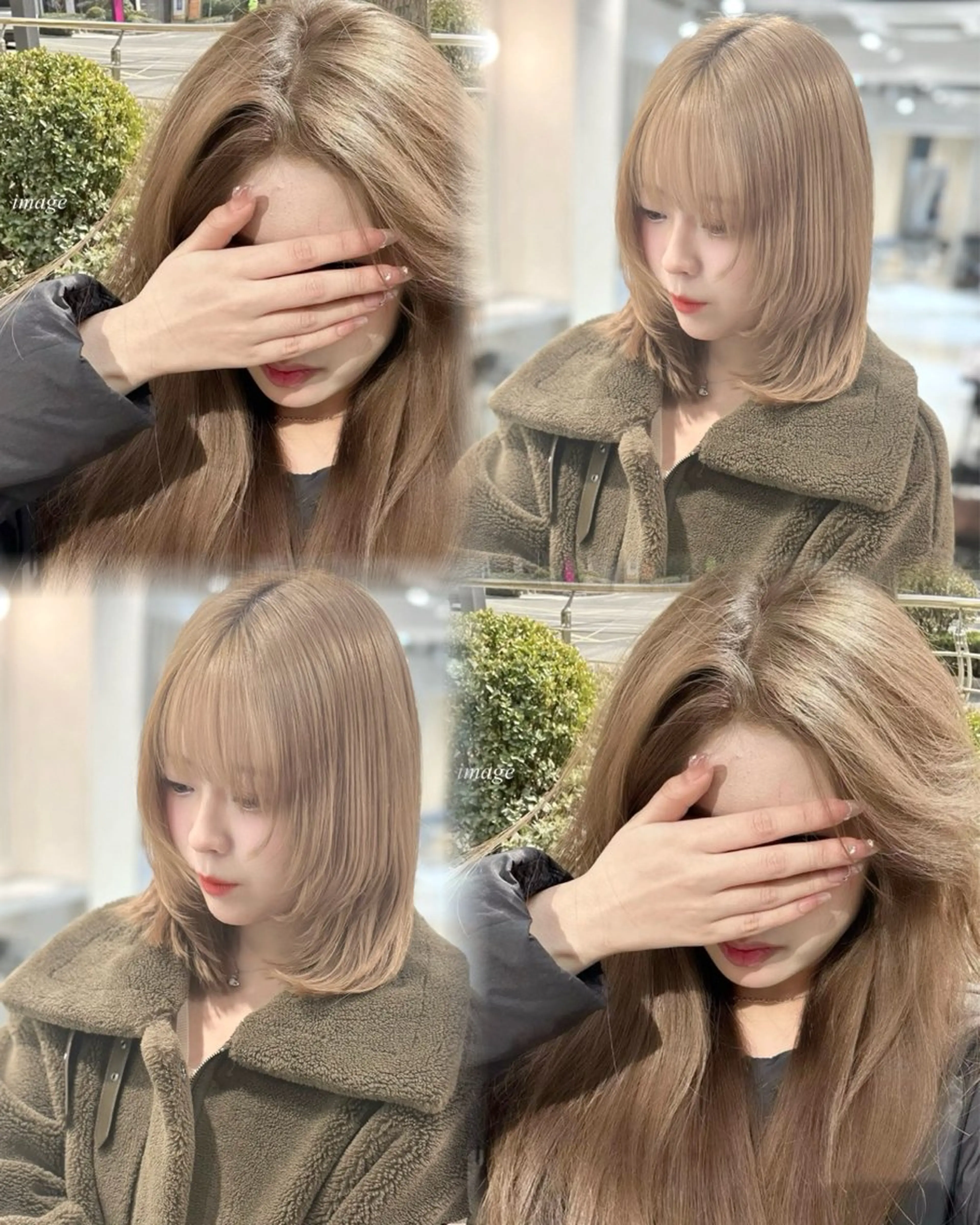 ミディアム カラー ヘアカラー 韓国風ハッシュカット 似合わせレイヤー池袋のヘアスタイル